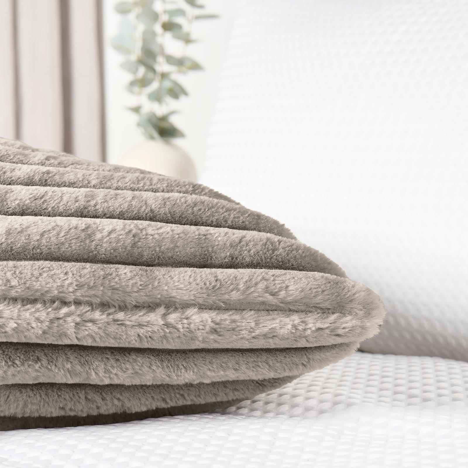 OHS Ribbed Bolster Pillow Faux Fur Long Luxury Soft Maternity Support Cushion