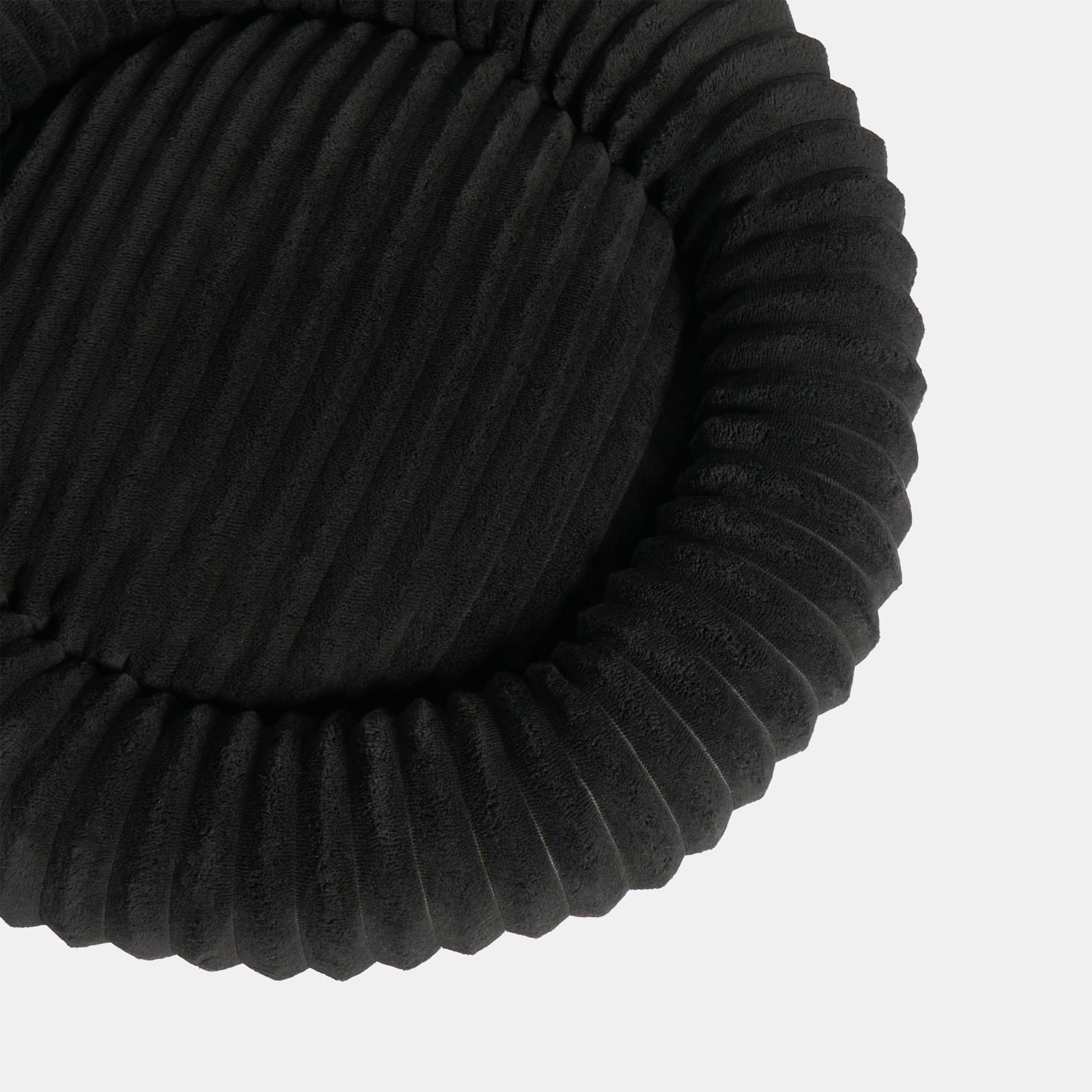 OHS Ribbed Pet Bed Soft Fleece Round Calming Anti Anxiety Cushion for Dog Cat