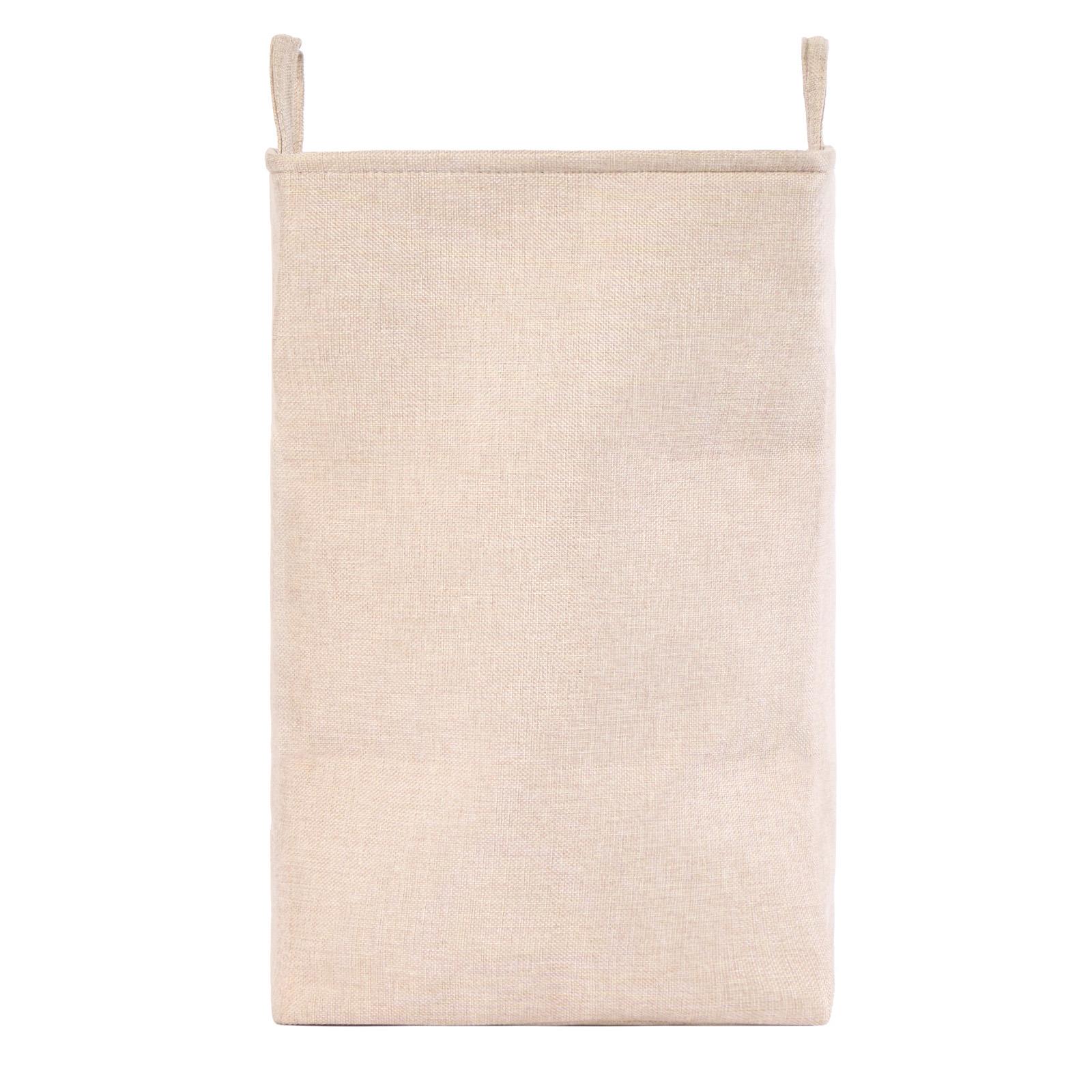 Laundry Basket Bag Foldable Drawstring Clothes Bin Organiser Faux Linen Handles