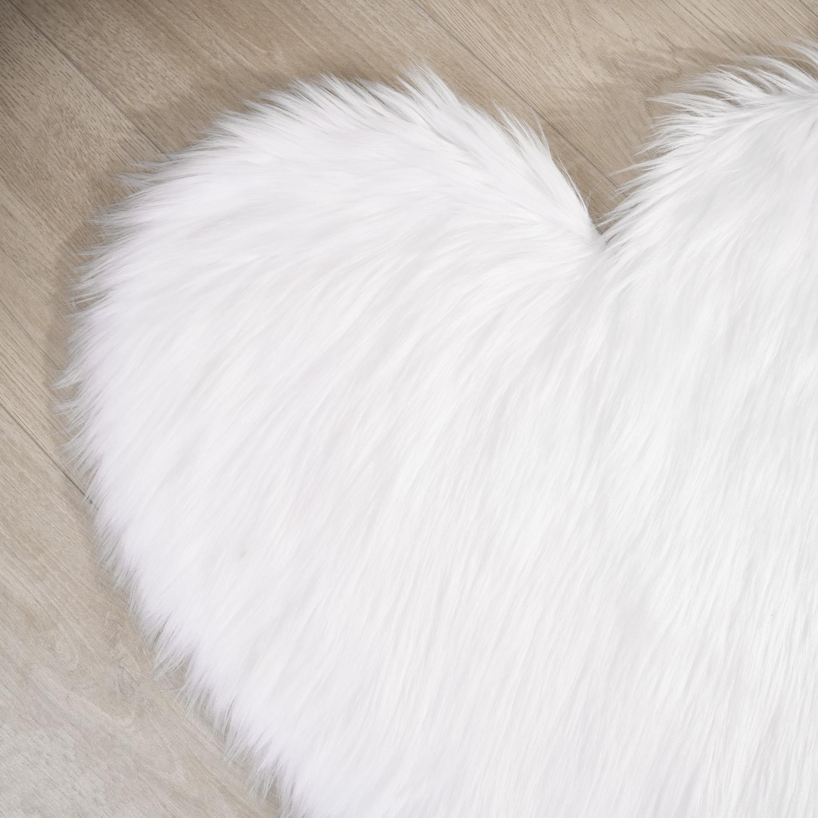 Sienna Heart Shaped Rug Faux Sheepskin Fur Fluffy Fleece Bedroom Home Carpet Mat - Picture 15 of 17