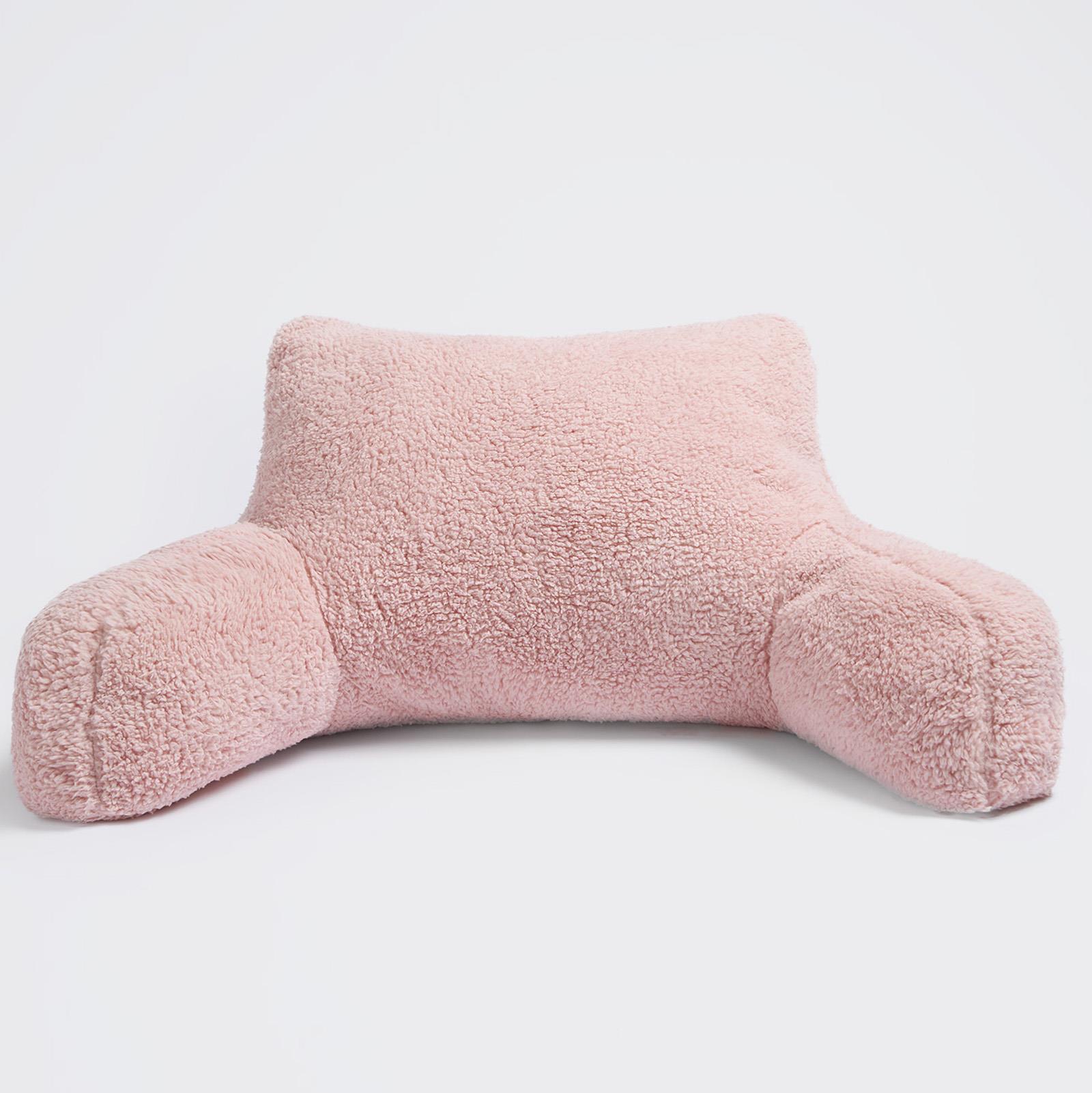 Teddy Fleece Bed Reading Cushion Pillow with Arms Lumbar Chair Back Rest Support - Picture 14 of 59