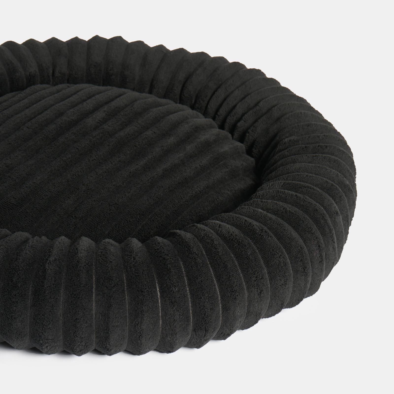 OHS Ribbed Pet Bed Soft Fleece Round Calming Anti Anxiety Cushion for Dog Cat