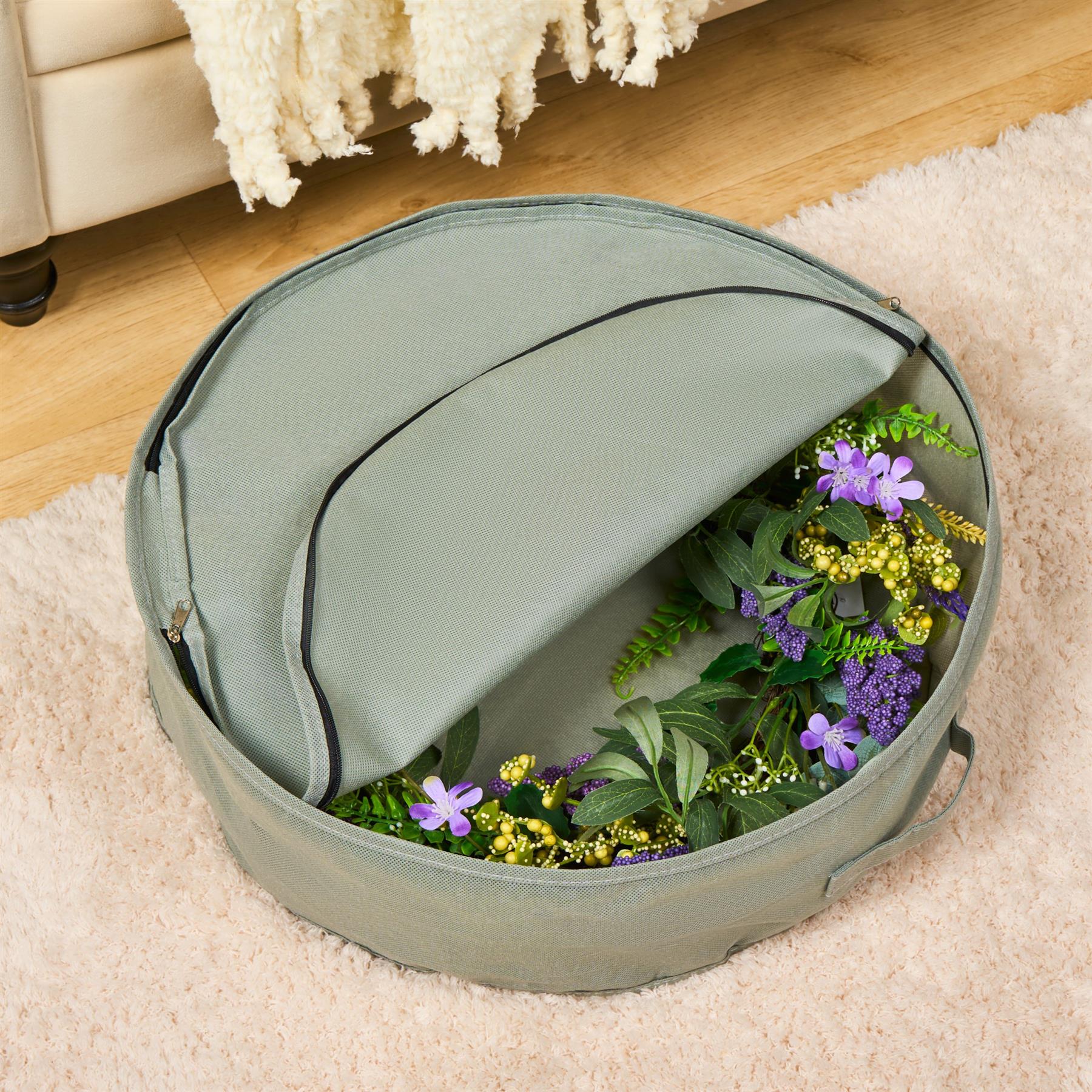 OHS Plain Wreath Storage Bag Xmas Decoration Holder Organiser