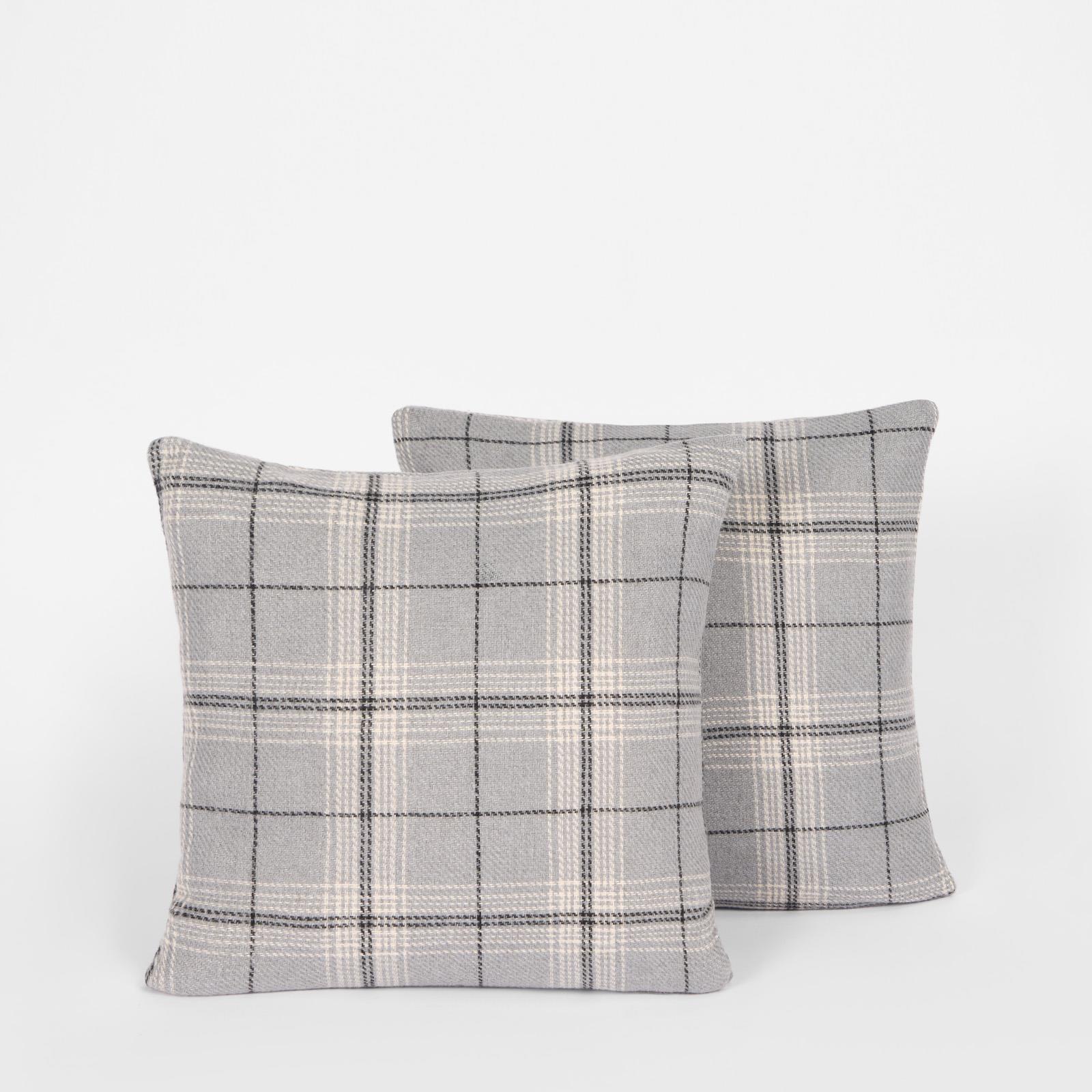 OHS Woven Check Cushion Covers 2 Pack Cases Luxury Home Decor