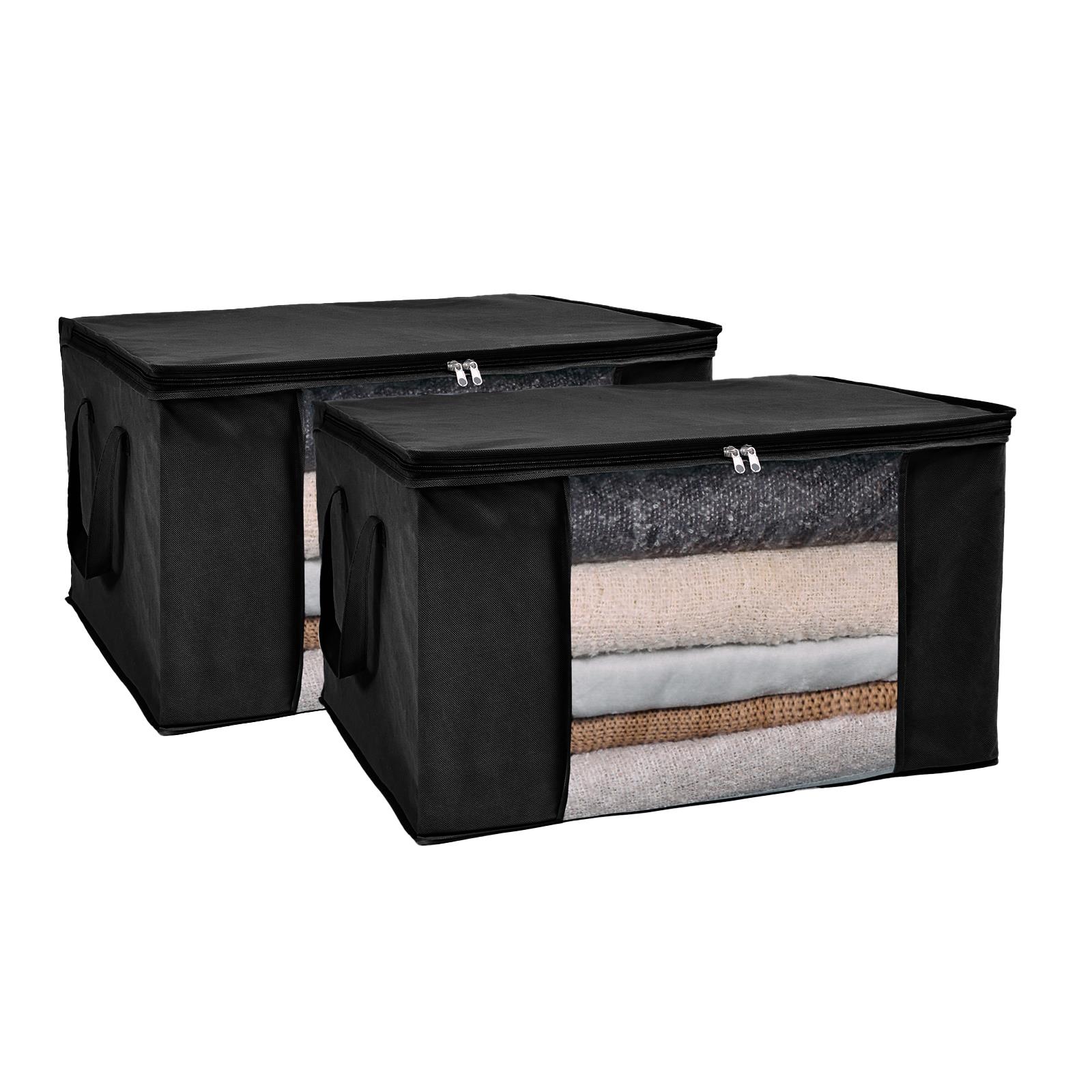 Large Underbed Storage Bags 2 Pack Clothes Shoes Organiser Folding Zipped Cube
