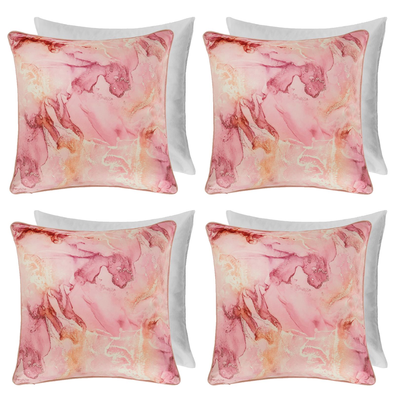 Matte Velvet Cushion Covers Marble Pack of 2/4 Plump Filled Pads Home Decor Set - Picture 19 of 47