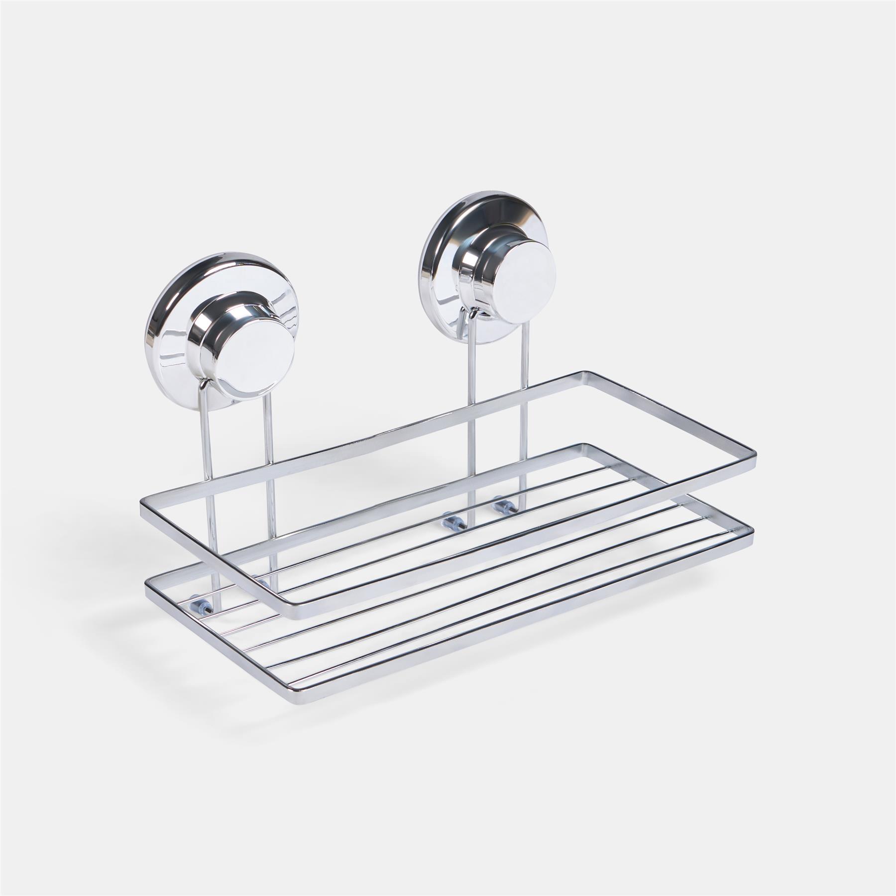 OHS Suction Shower Caddy Organiser Wall Mounted Bathroom Shelf Rust Resistant
