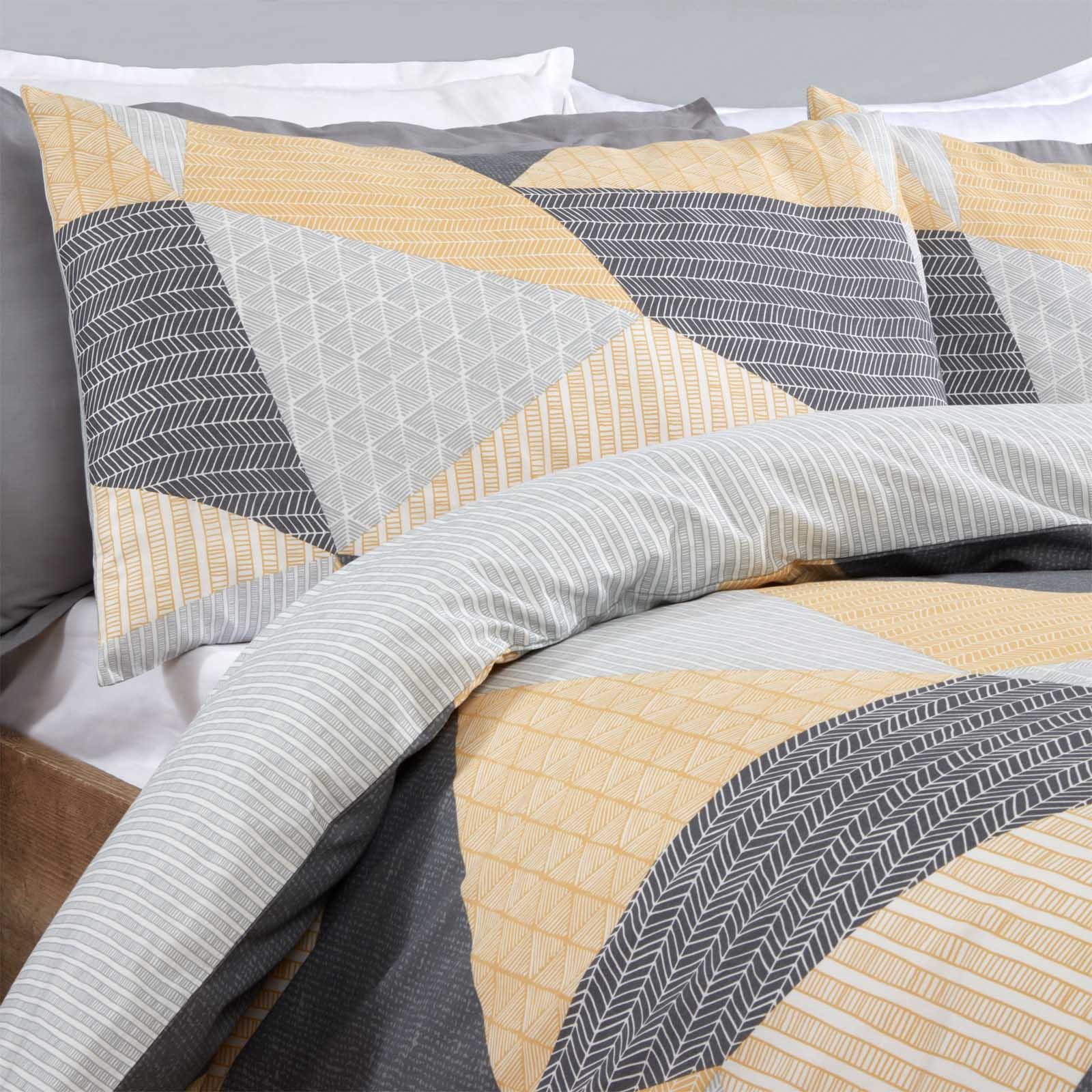 Dreamscene Stripe Geometric Duvet Cover with Pillowcase Bedding Set
