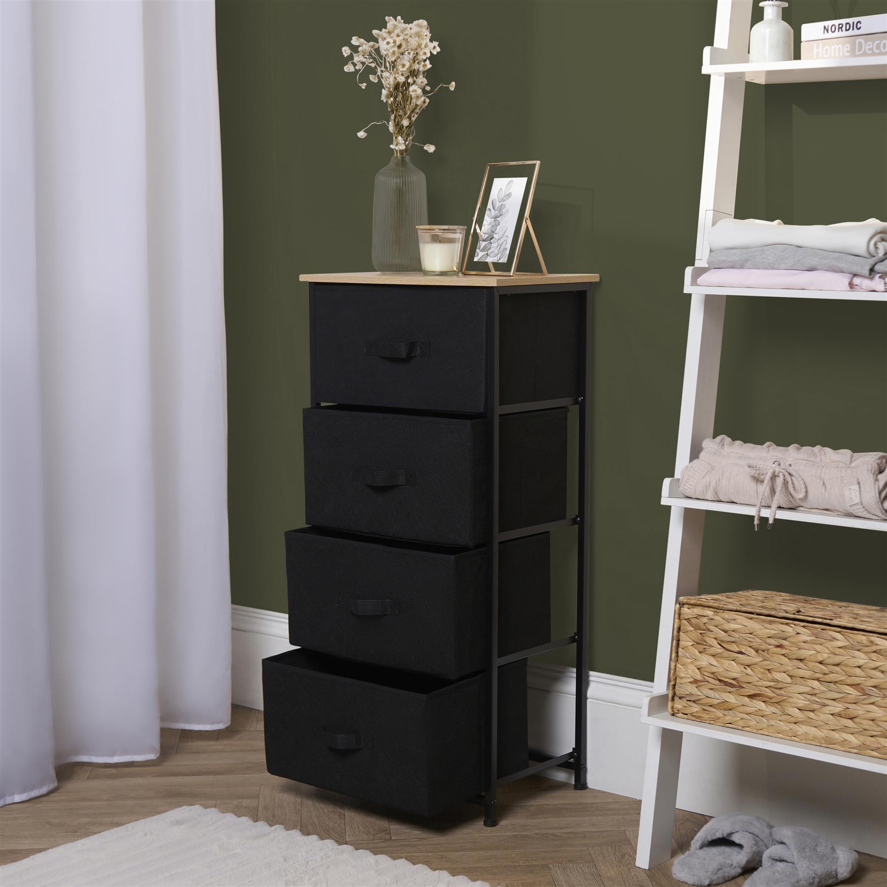 Fabric Cabinet Bedside 2/3/4 Drawers Storage Unit Clothes Shoes Home Organiser - Picture 78 of 94