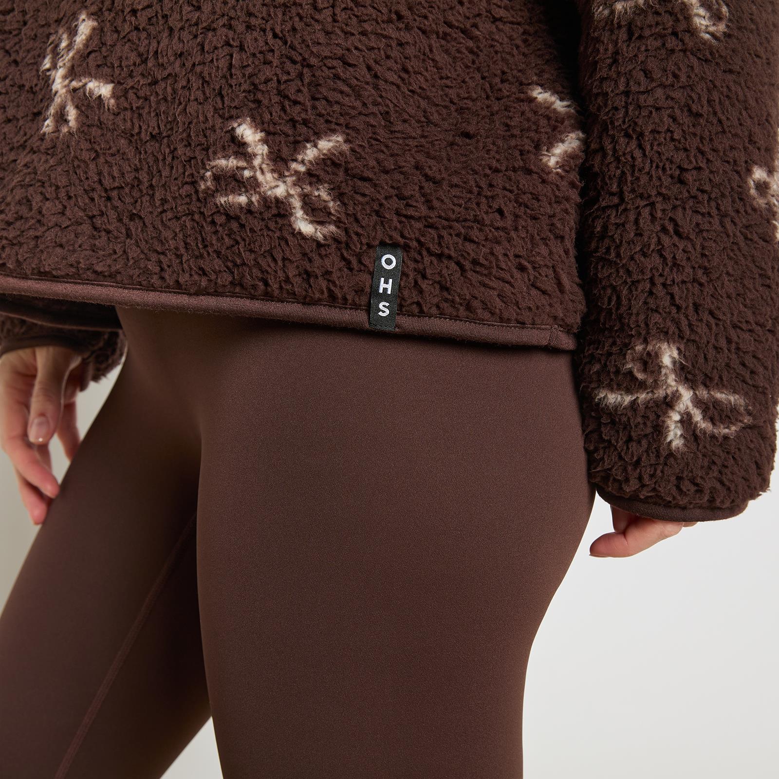 OHS Bows Half Zip Hoodie Teddy Fleece Winter Thermal Jumper Pullover Sweatshirt
