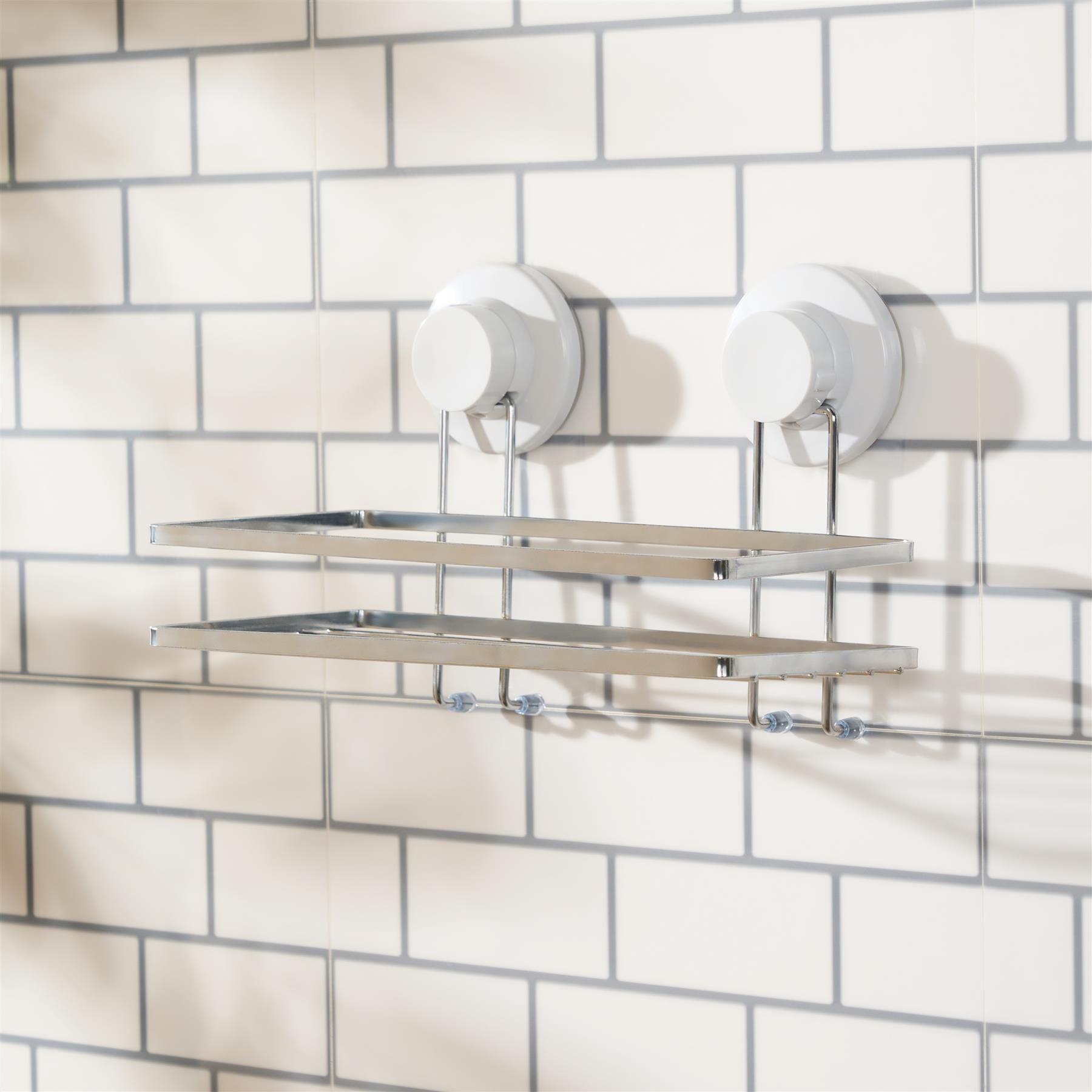 OHS Suction Shower Caddy Organiser Wall Mounted Bathroom Shelf Rust Resistant