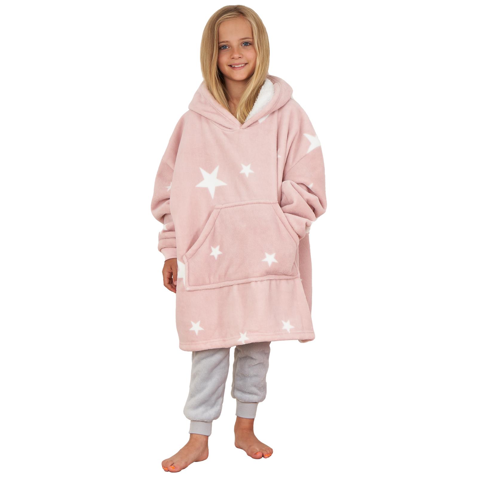 Kids Hoodie Blanket Oversized Sherpa Fleece Jumper Sweatshirt Soft Warm Throw - Picture 42 of 169