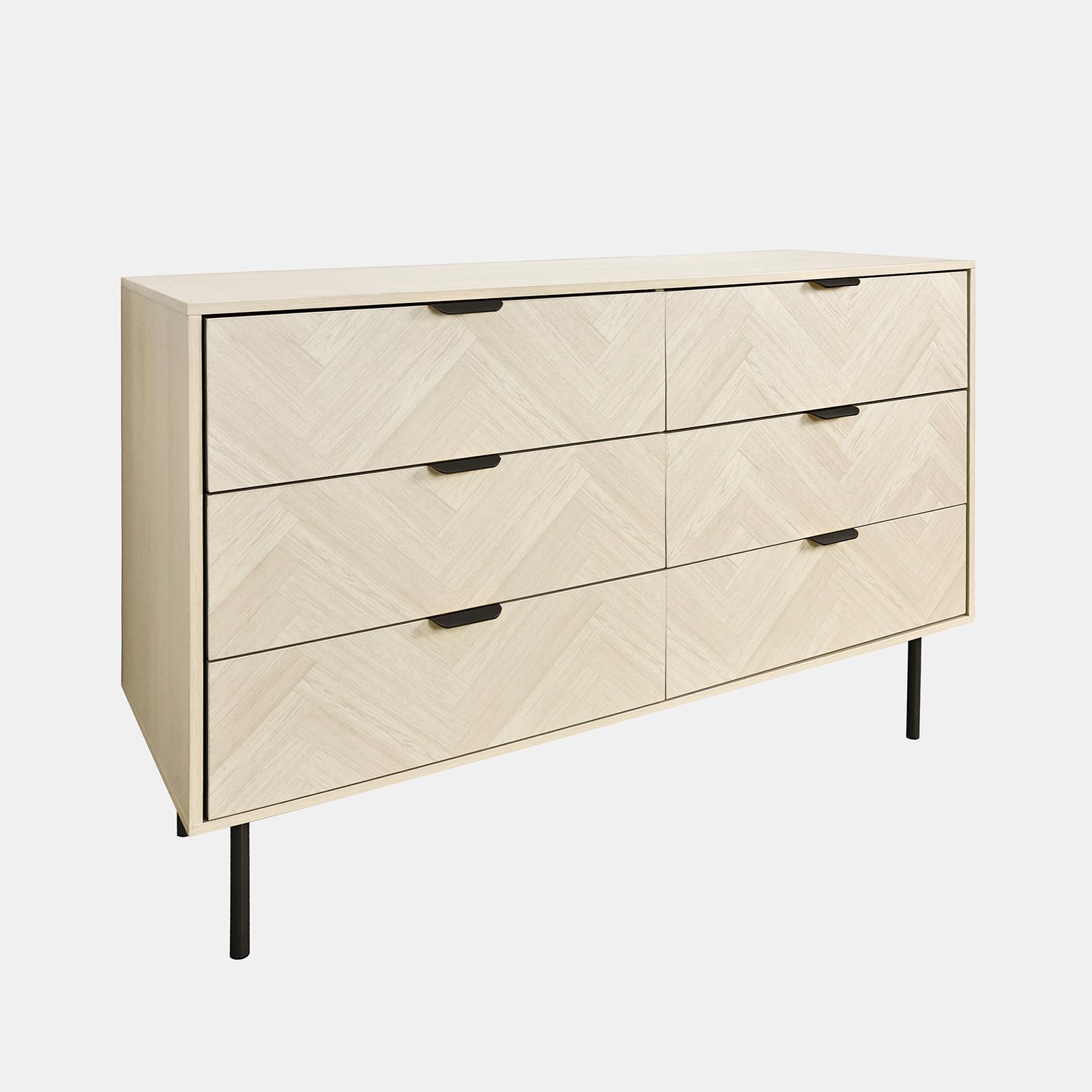 OHS Chevron Storage Unit Chest Engineered Wood 6 Drawer Cabinet Sideboard