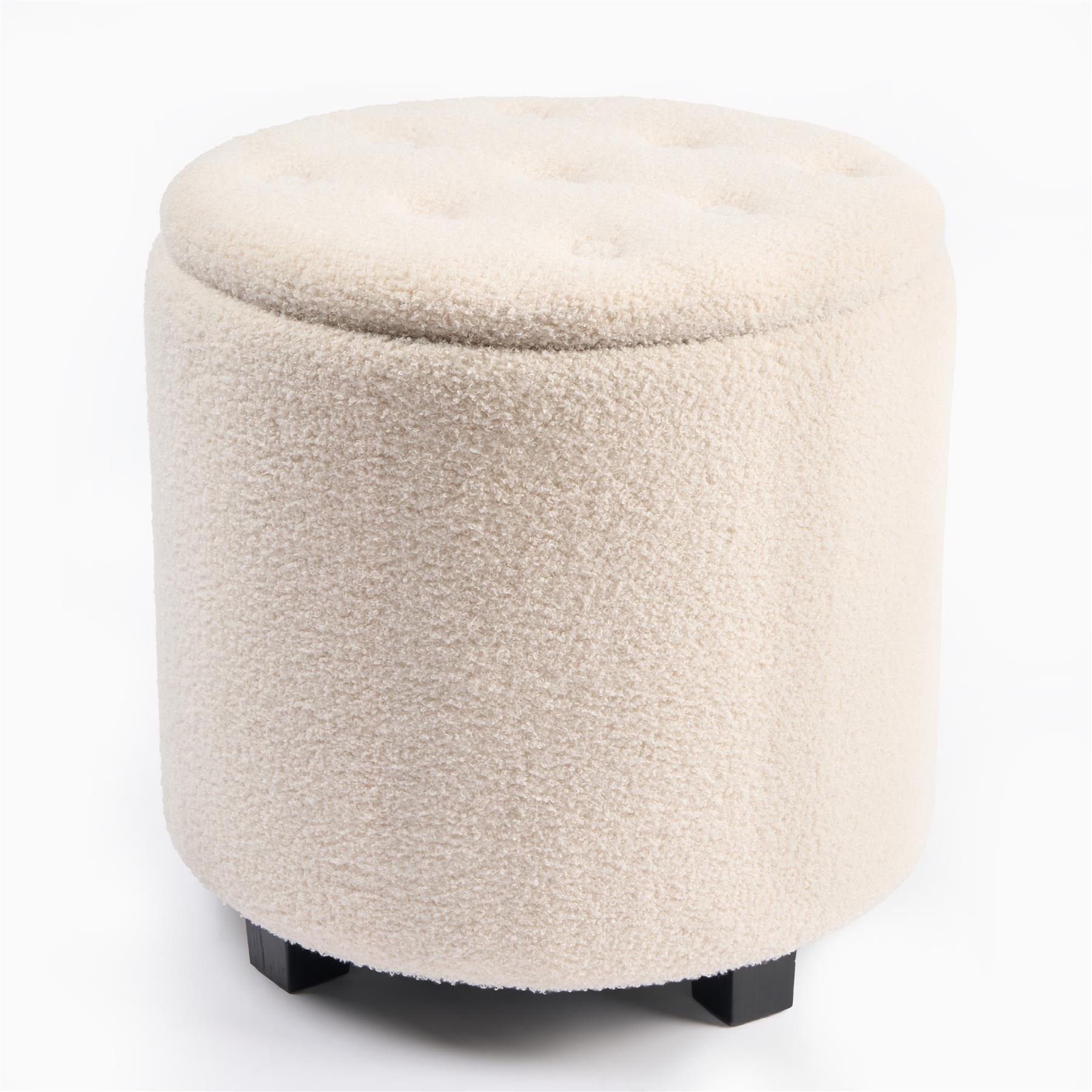 OHS Ottoman Stool Storage Boucle Vanity Seat Soft Foot Rest Pouffe Home Chair