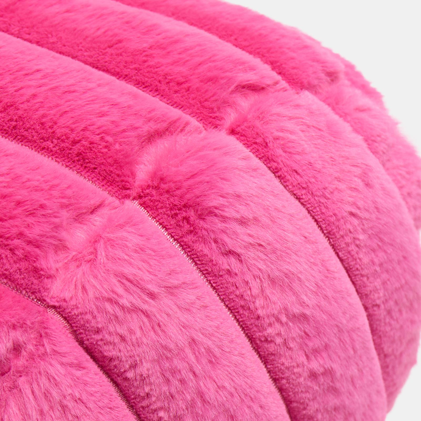 OHS Ribbed Round Bolster Pillow Faux Fur Filled Cushion Soft Neck Roll
