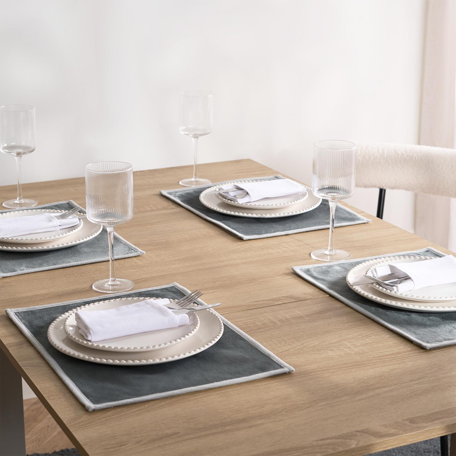 OHS Piped Trim Table Mats Runner Set Matte Velvet Placemats Home Decor