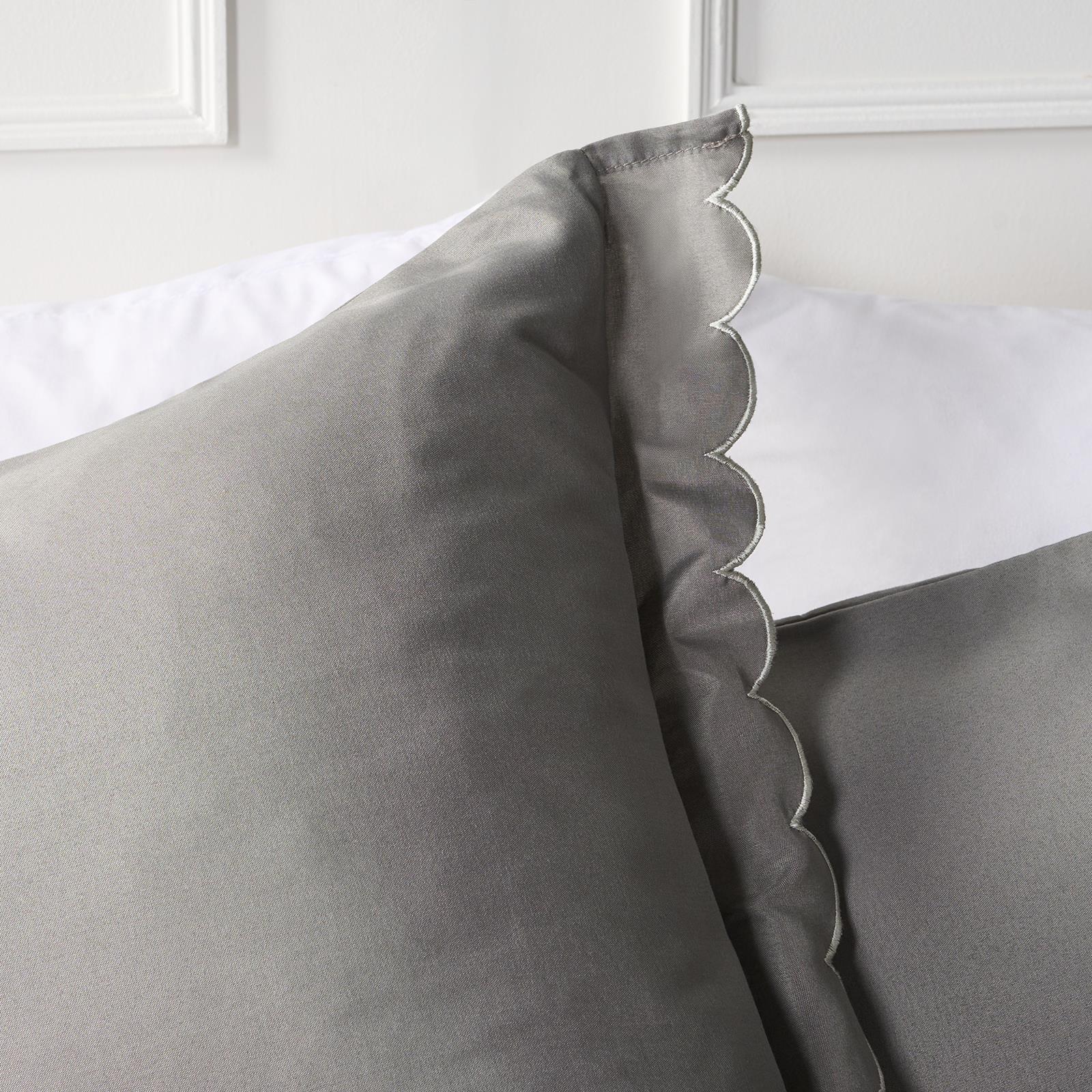 OHS Scallop Edge Bedding Set Microfibre Contrast Duvet Cover with Pillowcase