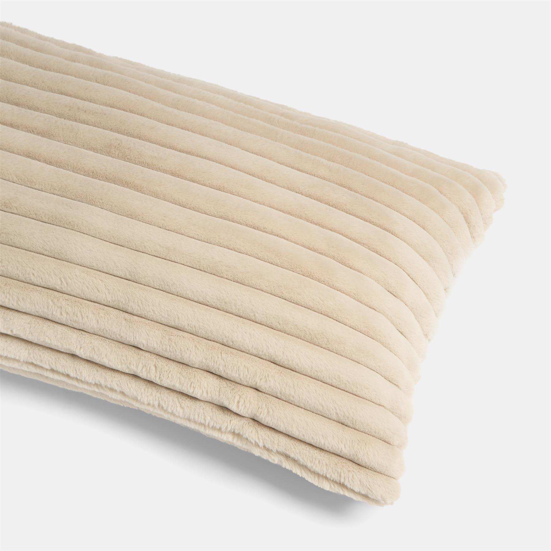 OHS Ribbed Bolster Pillow Faux Fur Long Luxury Soft Maternity Support Cushion