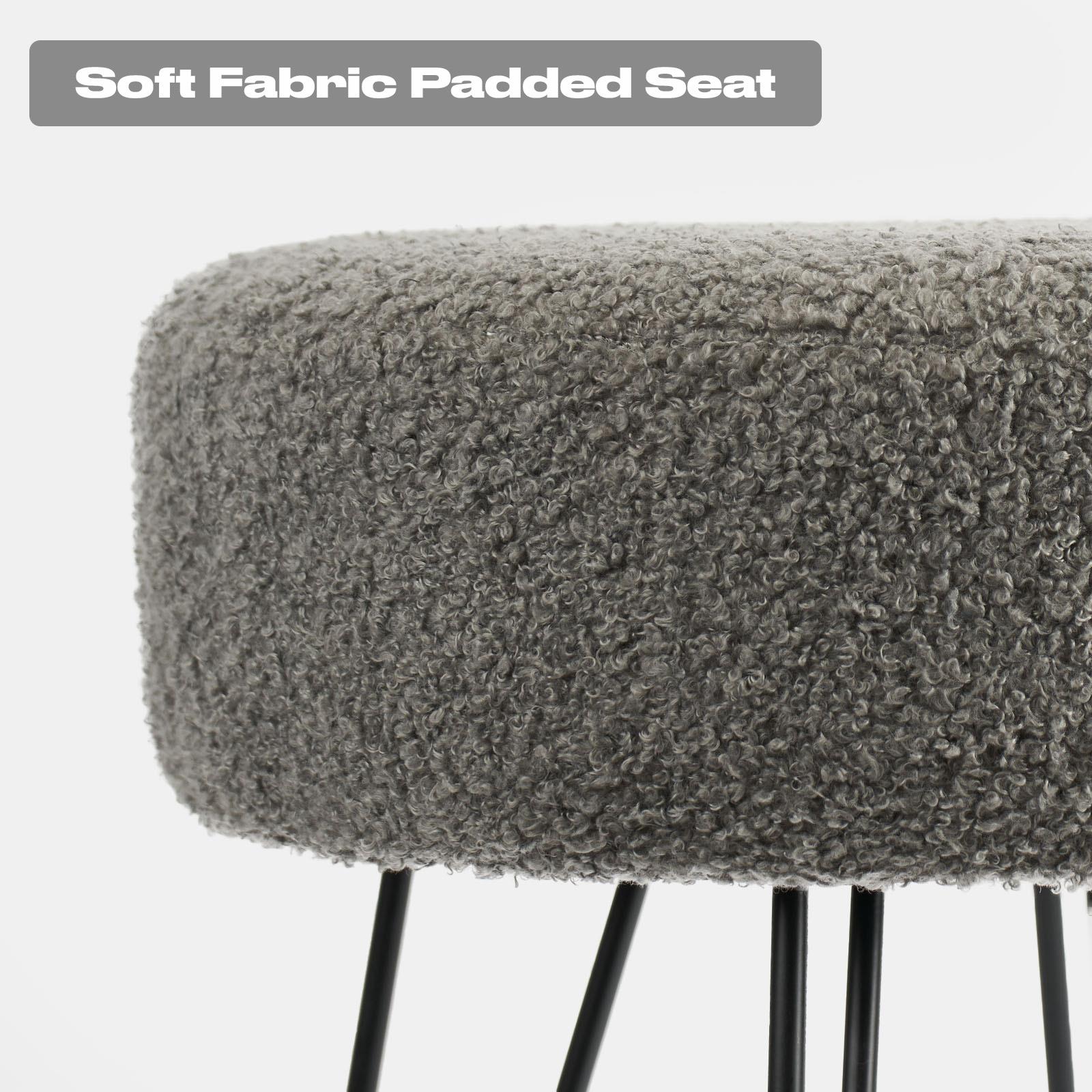Stool Boucle Fleece Chair Dressing Table Vanity Seat Pouffe Home Spa Foot Rest