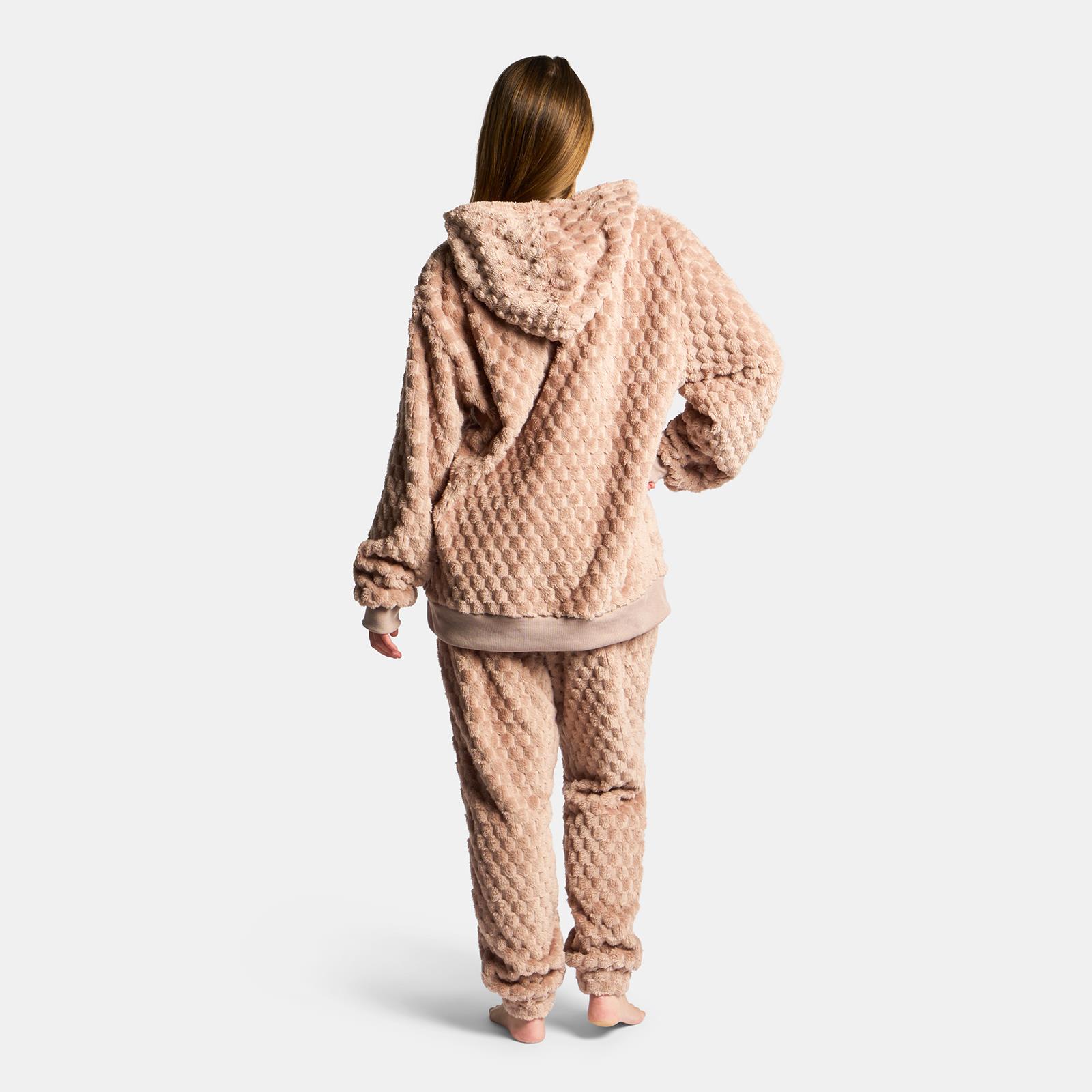 OHS Hoodie Pyjama Set Pull Over Waffle Fleece 2 Piece Soft Loungewear Nightwear