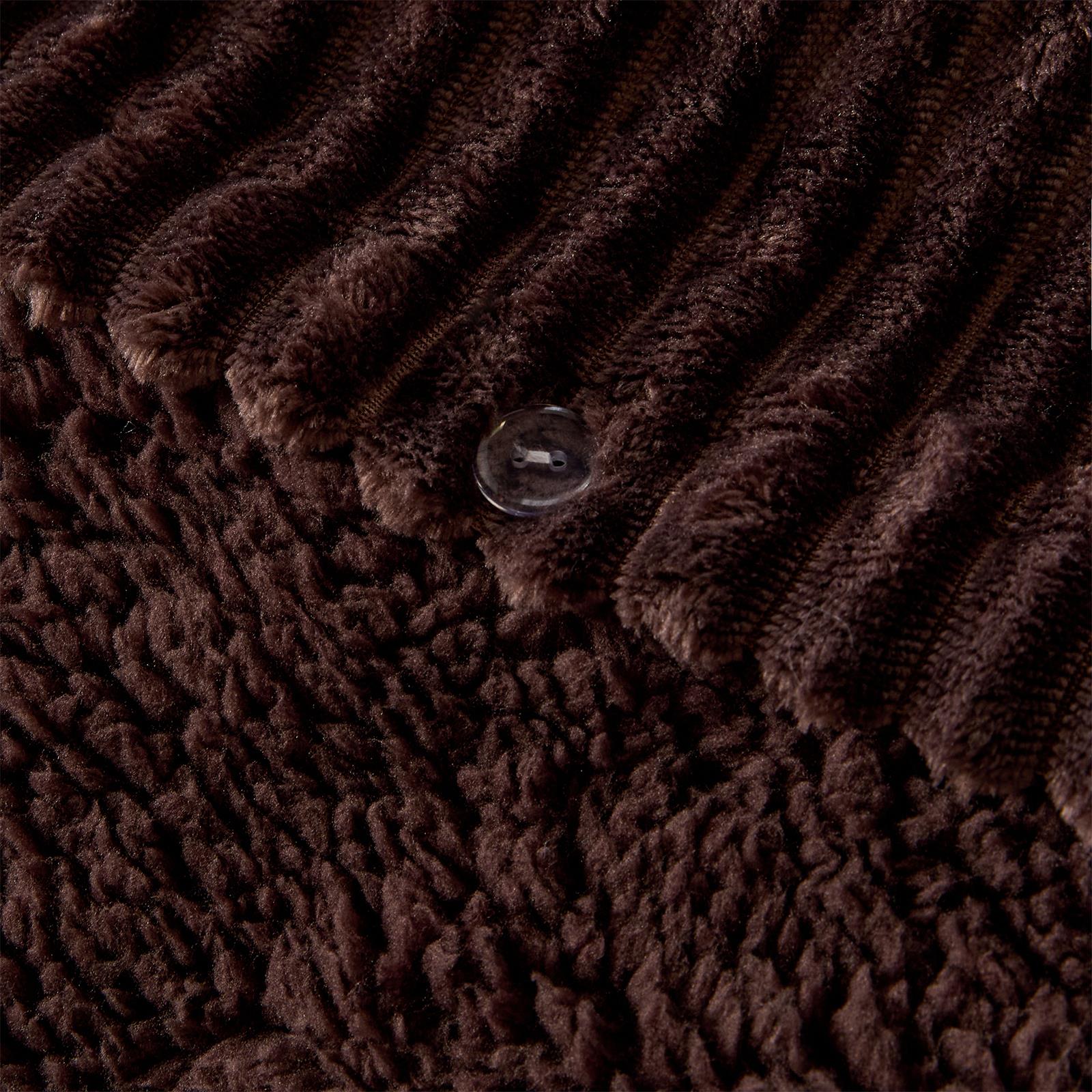 OHS Ribbed Fleece Duvet Cover Set Sherpa Reverse Thermal Supersoft Bedding