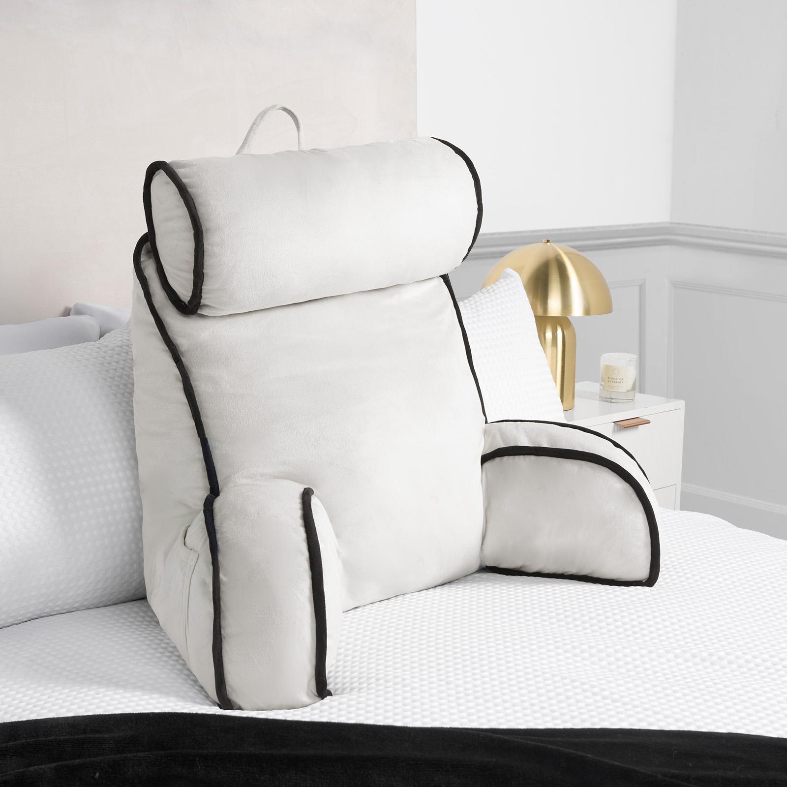 OHS Piped Edge Reading Pillow with Head Rest Super Soft Back Support Bed Sofa