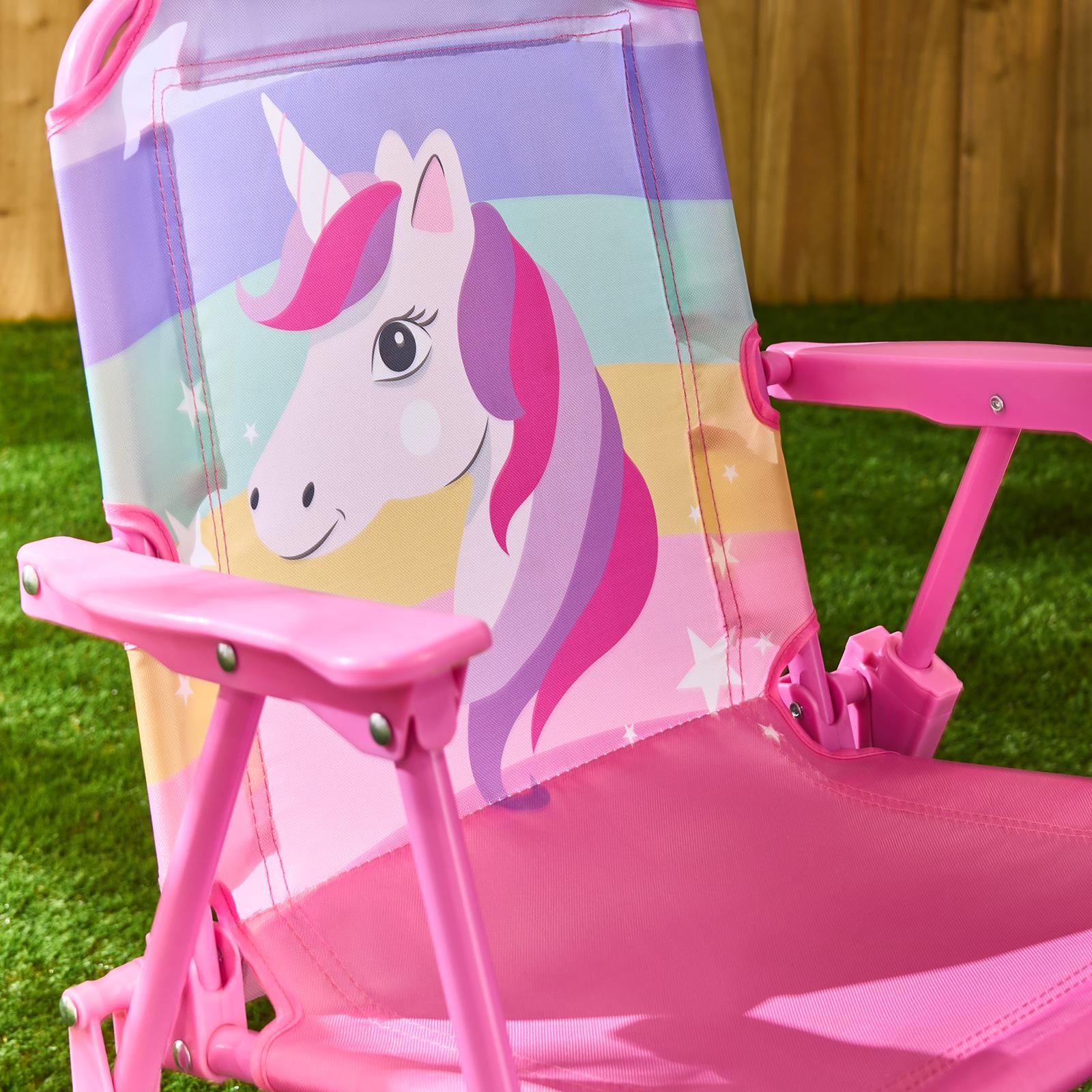 OHS Kids Unicorn Camping Chair Parasol Set Picnic Outdoor Garden Folding Seat
