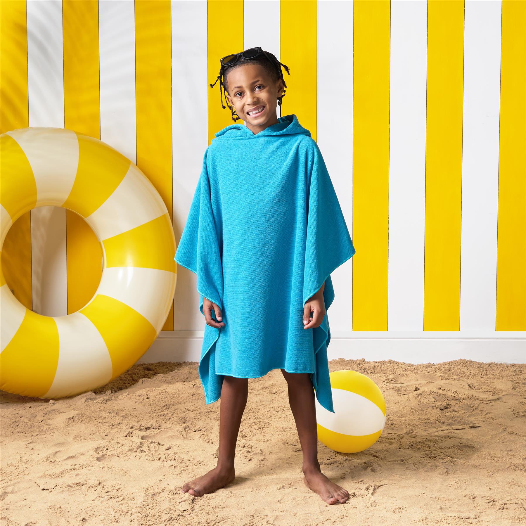 Brentfords Poncho Towel Childrens Absorbent Hood Quick Drying Beach Travel Robe