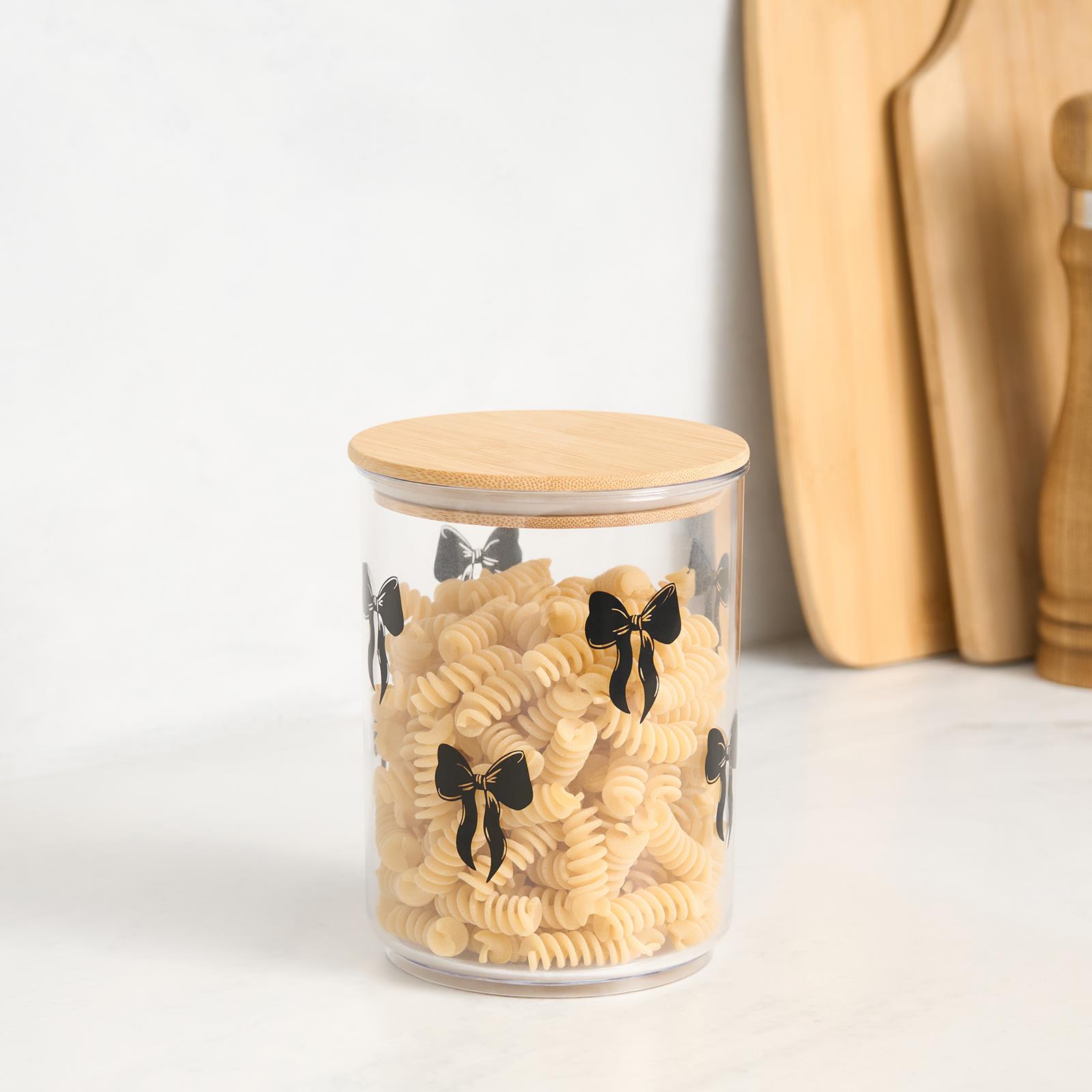 OHS Bows Food Container Airtight Bamboo Lid BPA-Free Plastic Kitchen Storage Jar