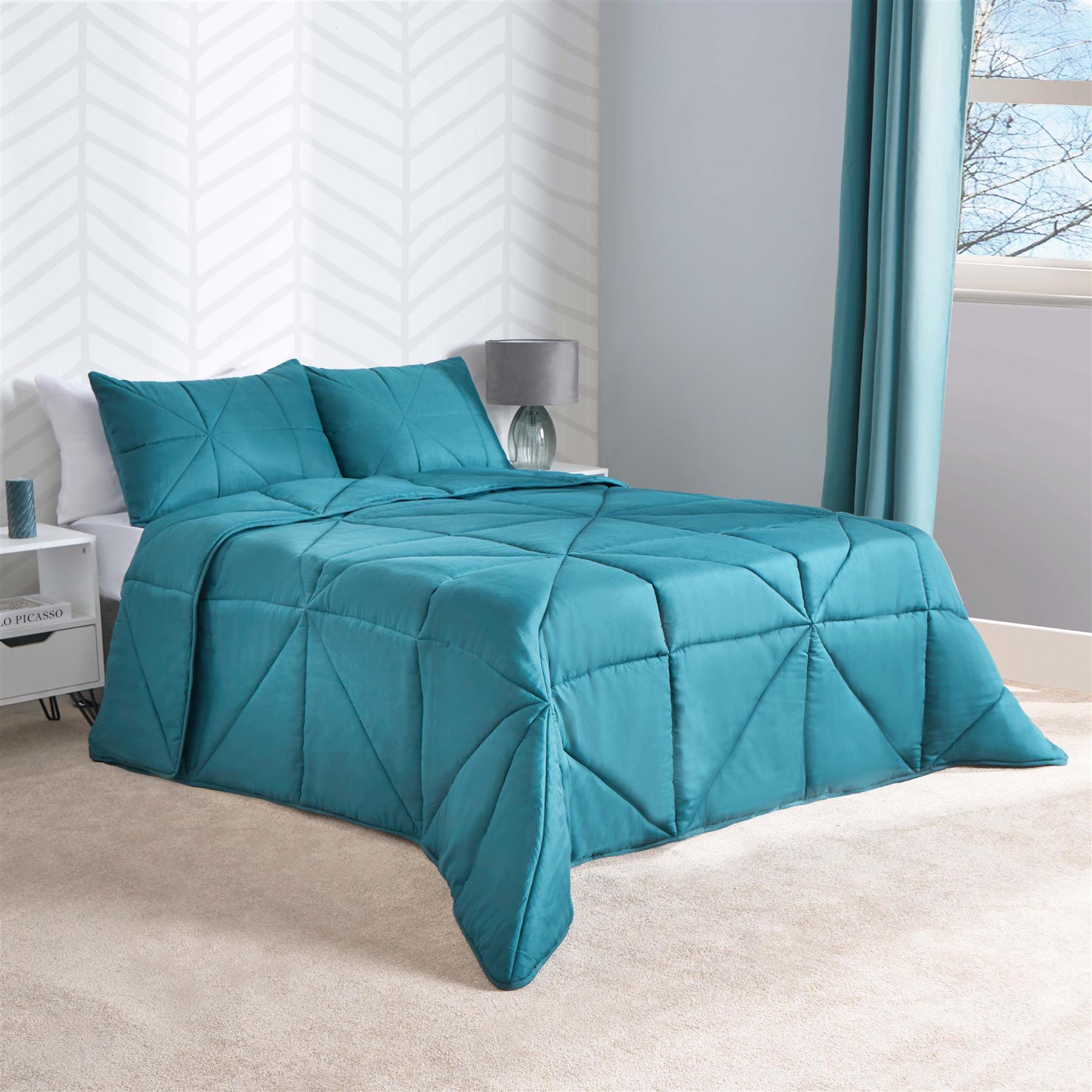 Coverless Duvet Geo Quilted 7.5 TOG Bedding Pillowcase Bed Set Double King Size - Picture 20 of 22