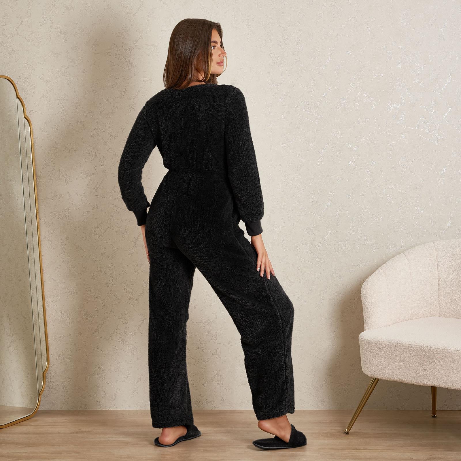 OHS Jumpsuit Teddy Fleece Long Elasticated Waist 1Onesie Warm Soft PJ Loungewear