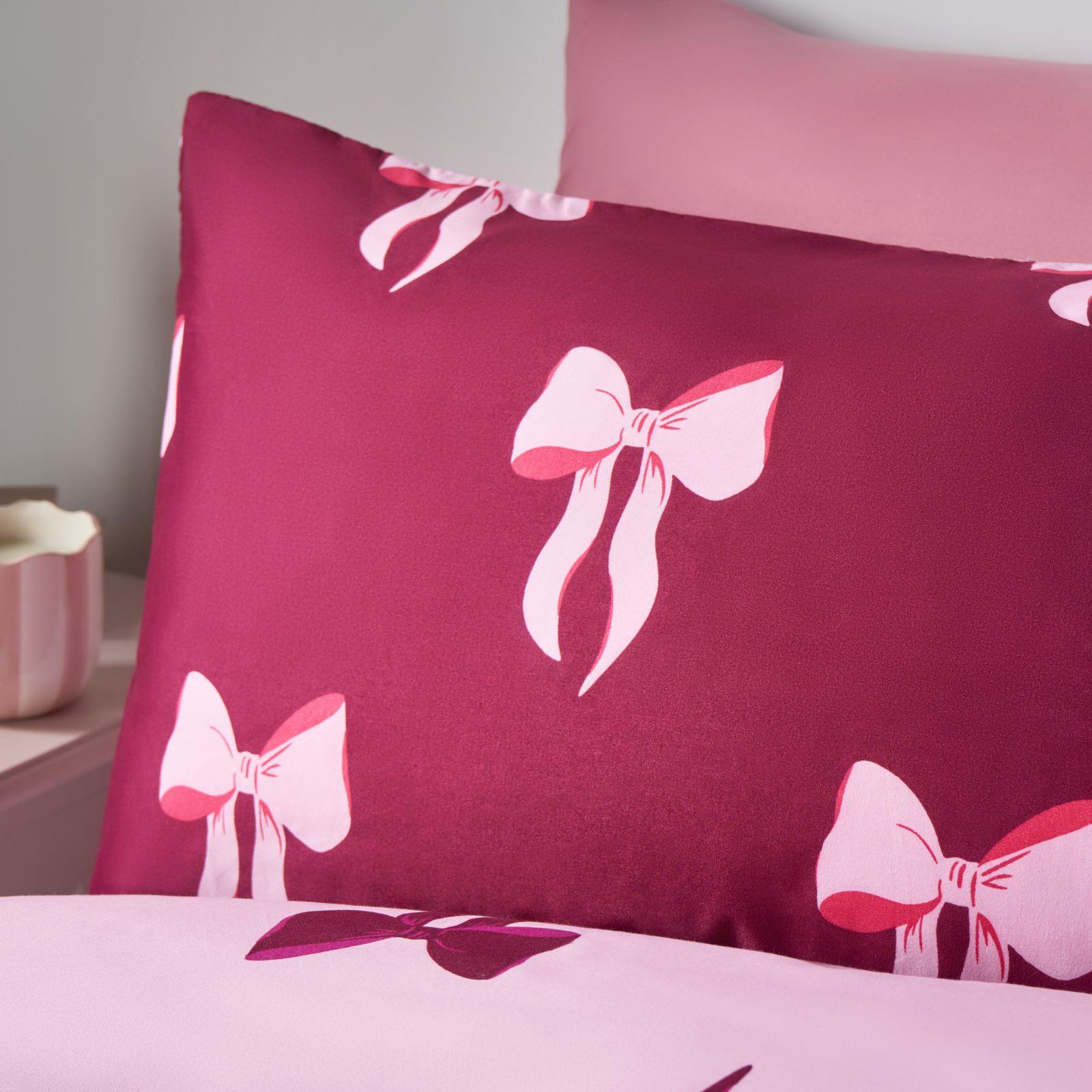OHS Bow Reversible Duvet Cover Set with Pillowcase Polycotton Microfibre Bedding