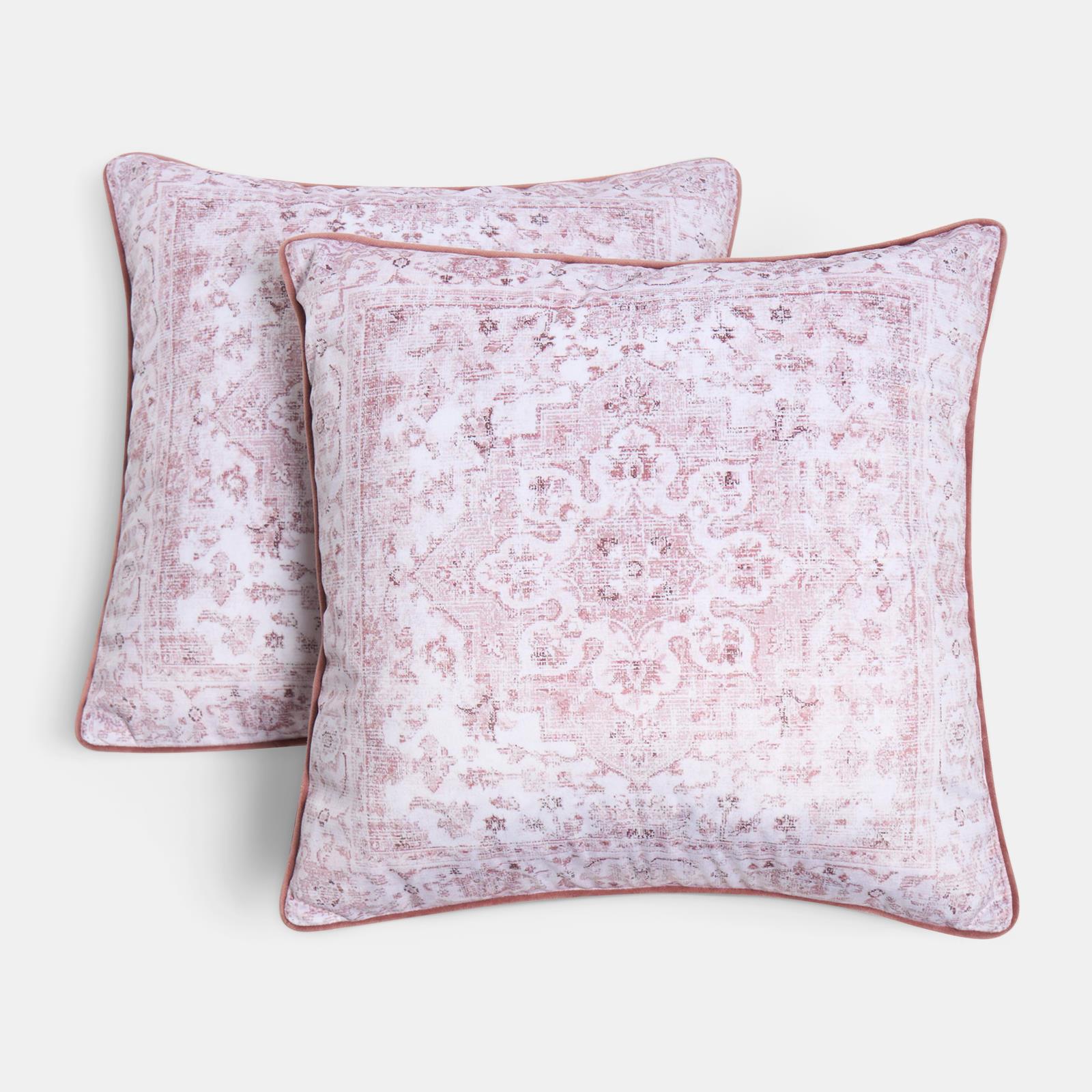 OHS Vintage Print Cushion Covers Matte Velvet Super Soft Square Pillowcases
