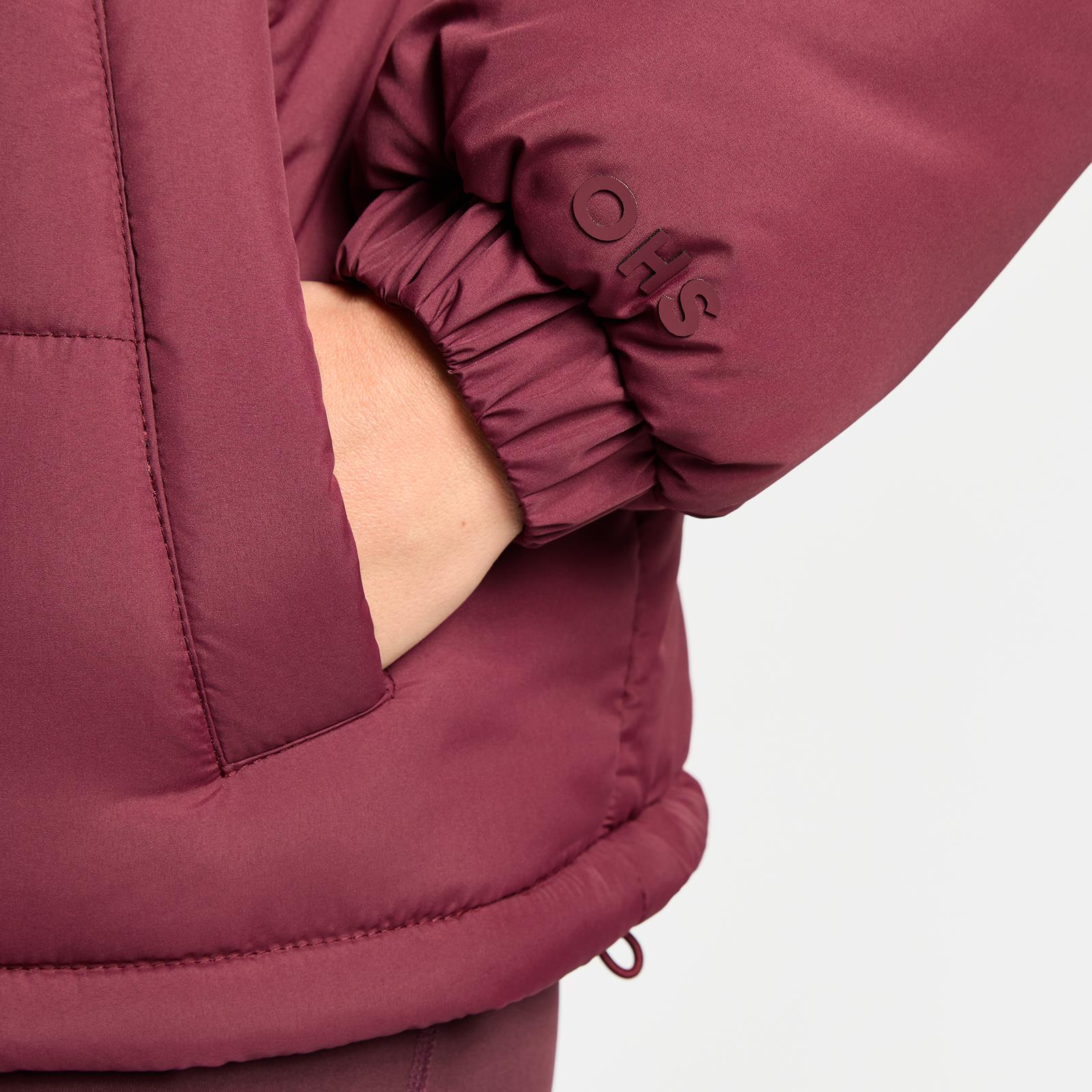 OHS Puffer Jacket Windproof Padded Winter Outerwear Cropped Zip Coat Hiking