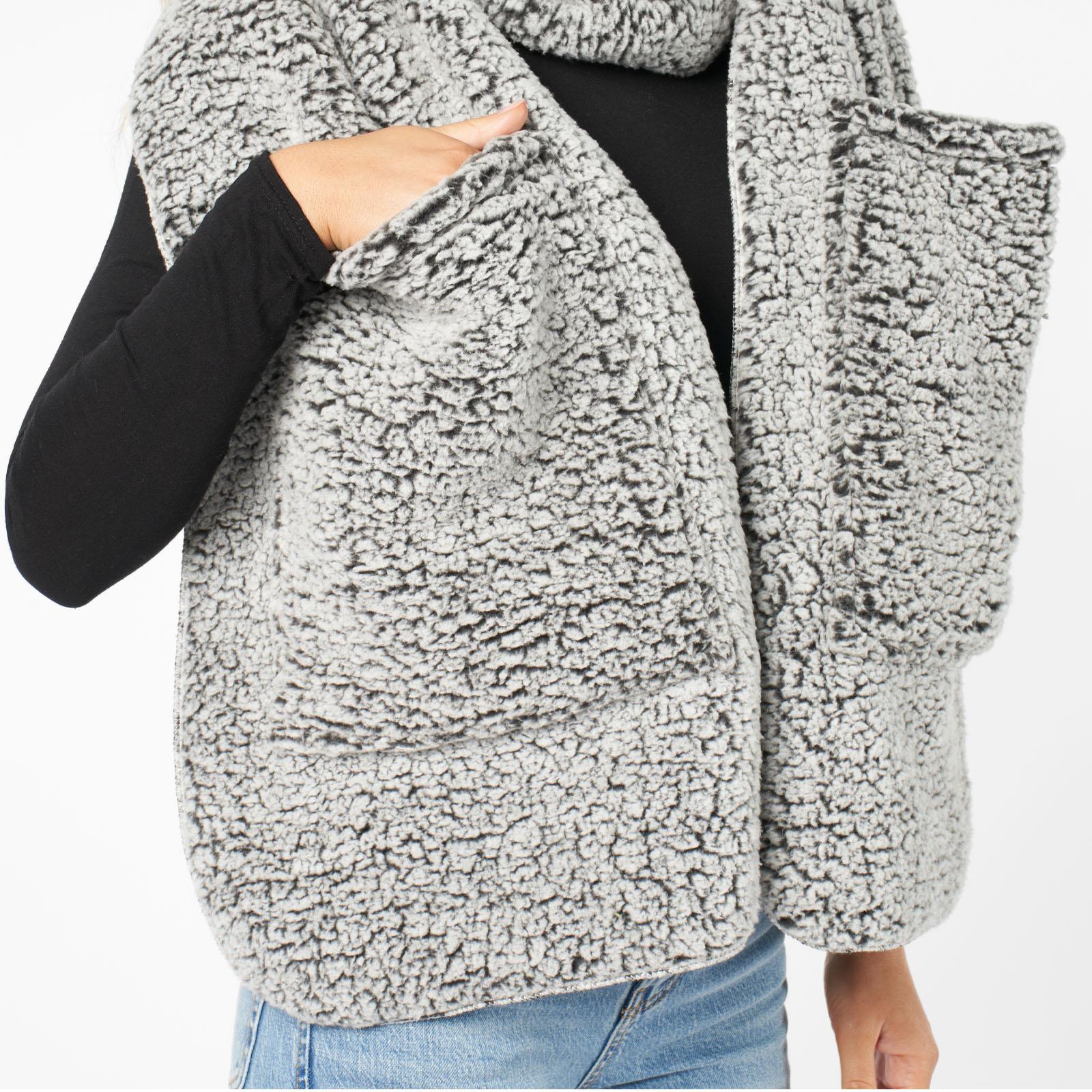 OHS Teddy Fleece Scarf Long Thermal Soft Pockets Hand Neck Warmer Marl Wrap