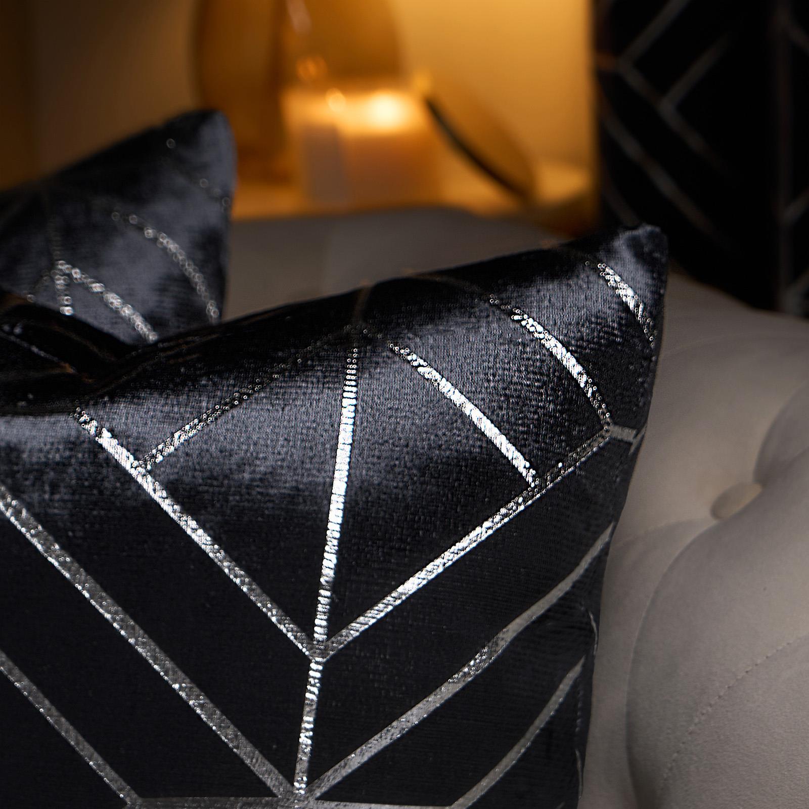 Velvet Cushion Covers Metallic Luxury Geometric Set of 2 or 4 Sofa Chair Inserts