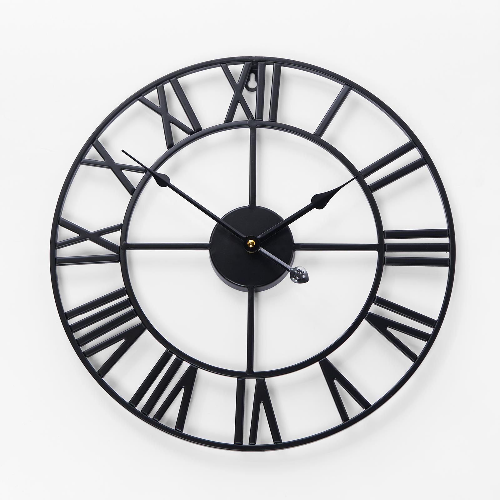 Large Wall Clock Roman Numerals Skeleton Big Open Round Face Living Room Kitchen - Picture 5 of 23