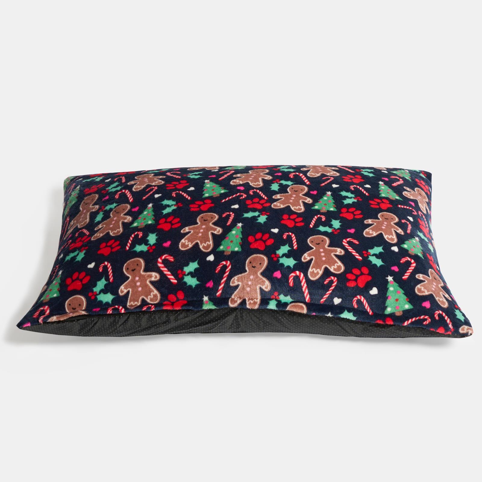 OHS Print Pet Bed Fleece Paw Checks Leopard Stripes Xmas Calming Cushion Dog Cat