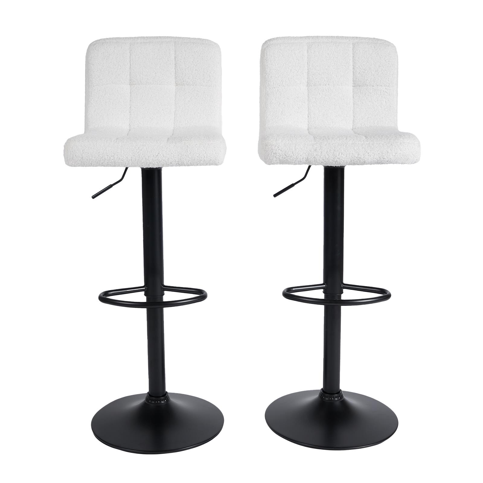 Bar Stools x 2 Backs Kitchen Chair Swivel Breakfast Boucle Pub Seat Adjustable