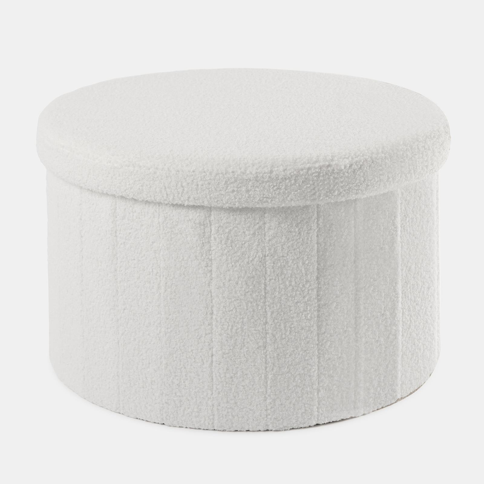 Ottoman Storage Box Folding Footstool Space Saving Boucle Teddy Fleece Seat Tub - Picture 30 of 34