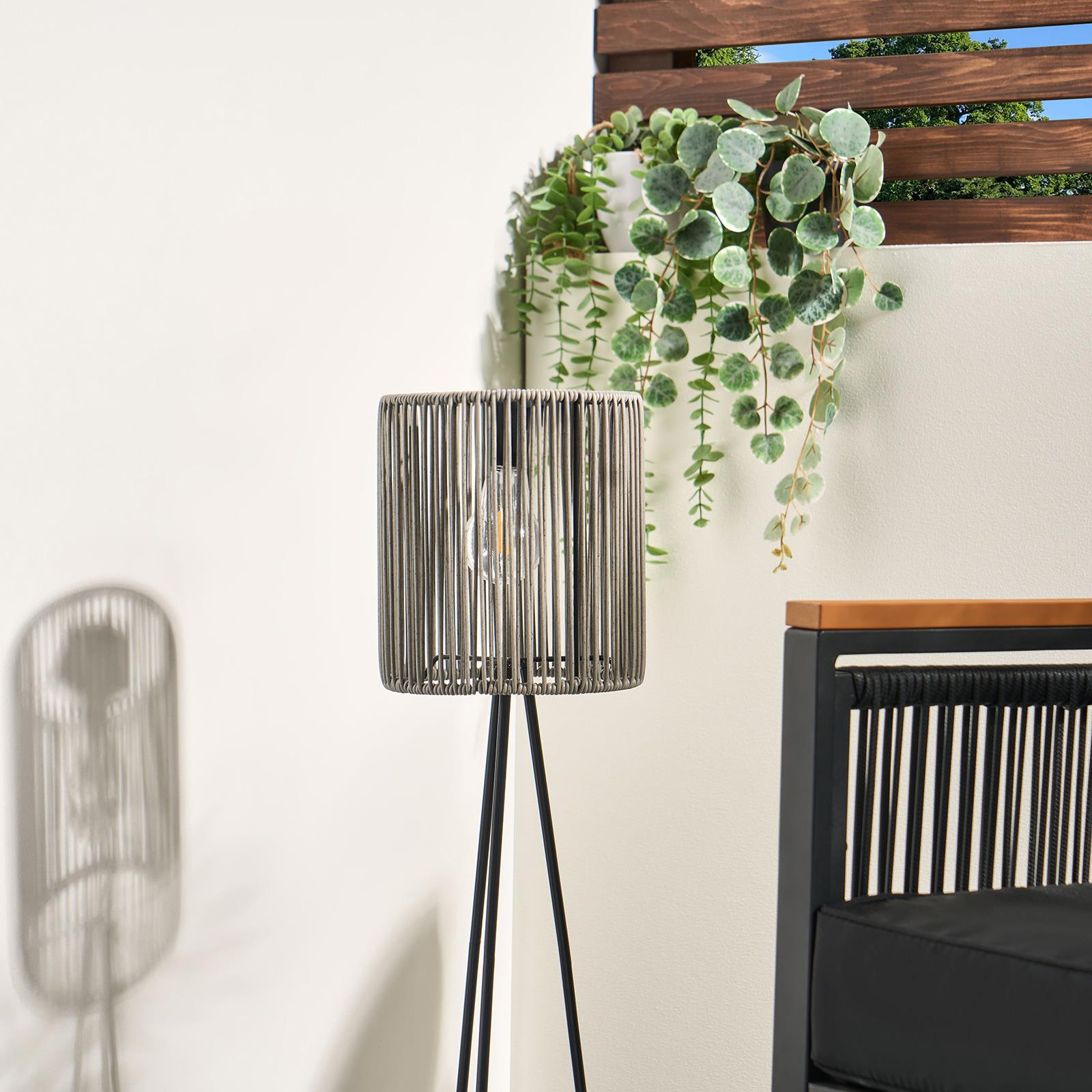 OHS Solar Floor Lamp Rattan Cordless Outdoor Garden Light Dusk Sensor