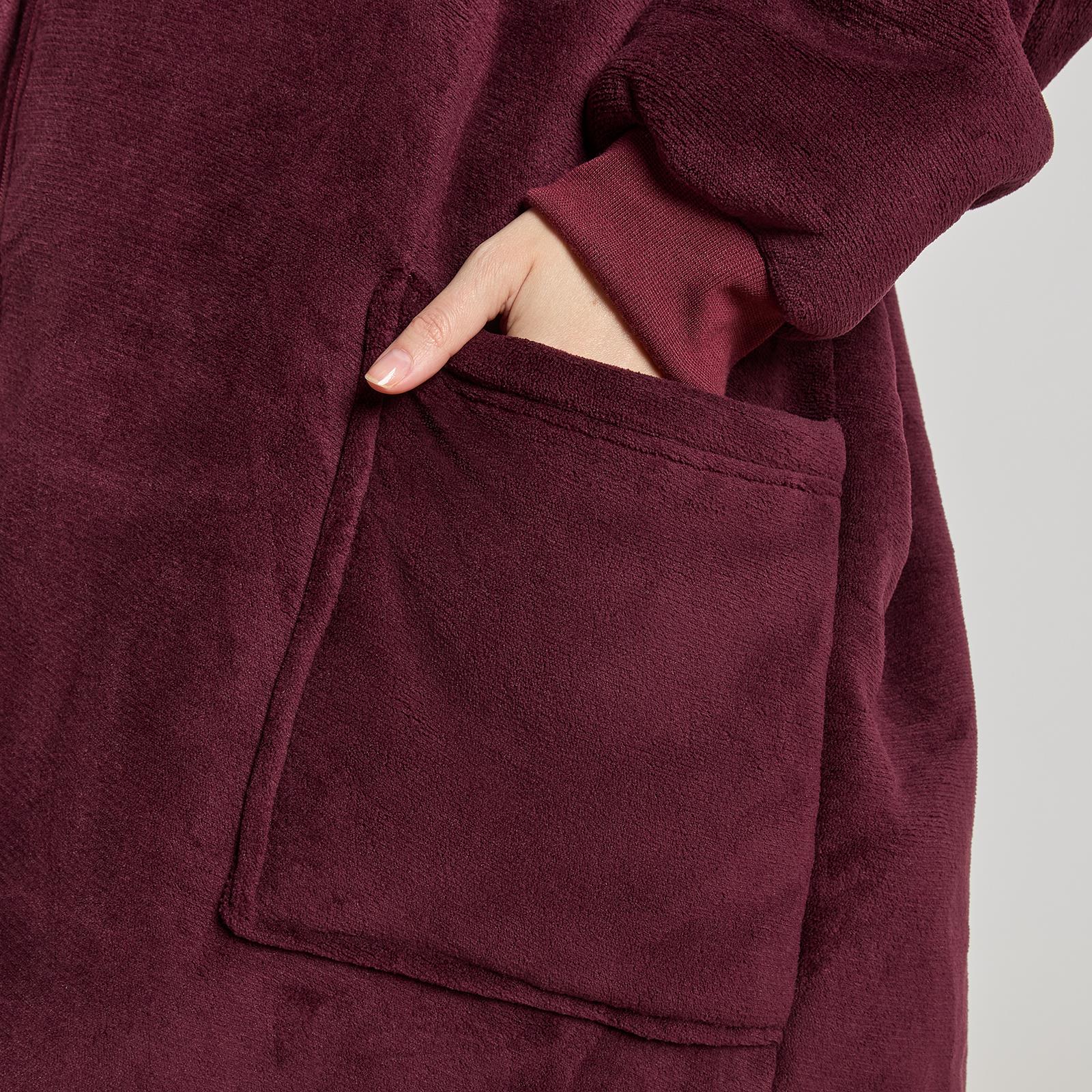 OHS Zip Up Hoodie Blanket Oversized Sherpa Fleece Thermal Sweatshirt Jumper