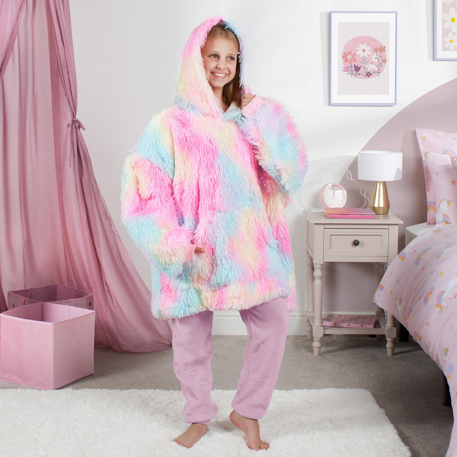 Kids Hoodie Blanket Oversized Sherpa Fleece Jumper Sweatshirt Soft Warm Throw - Picture 64 of 169