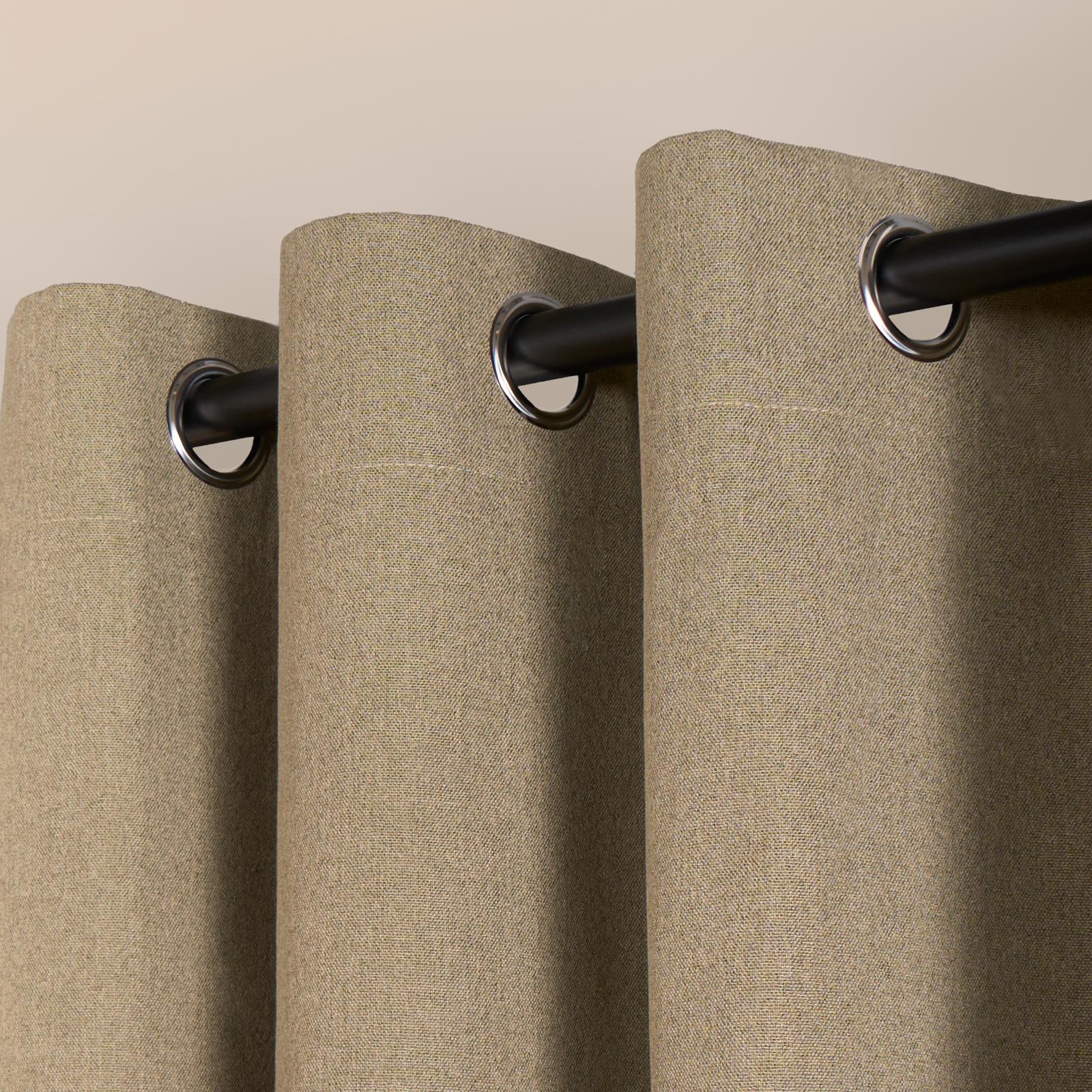 Pair of Eyelet Blackout Curtains Woven Ready Made Ring Top Thermal Texture Thick - Picture 38 of 48