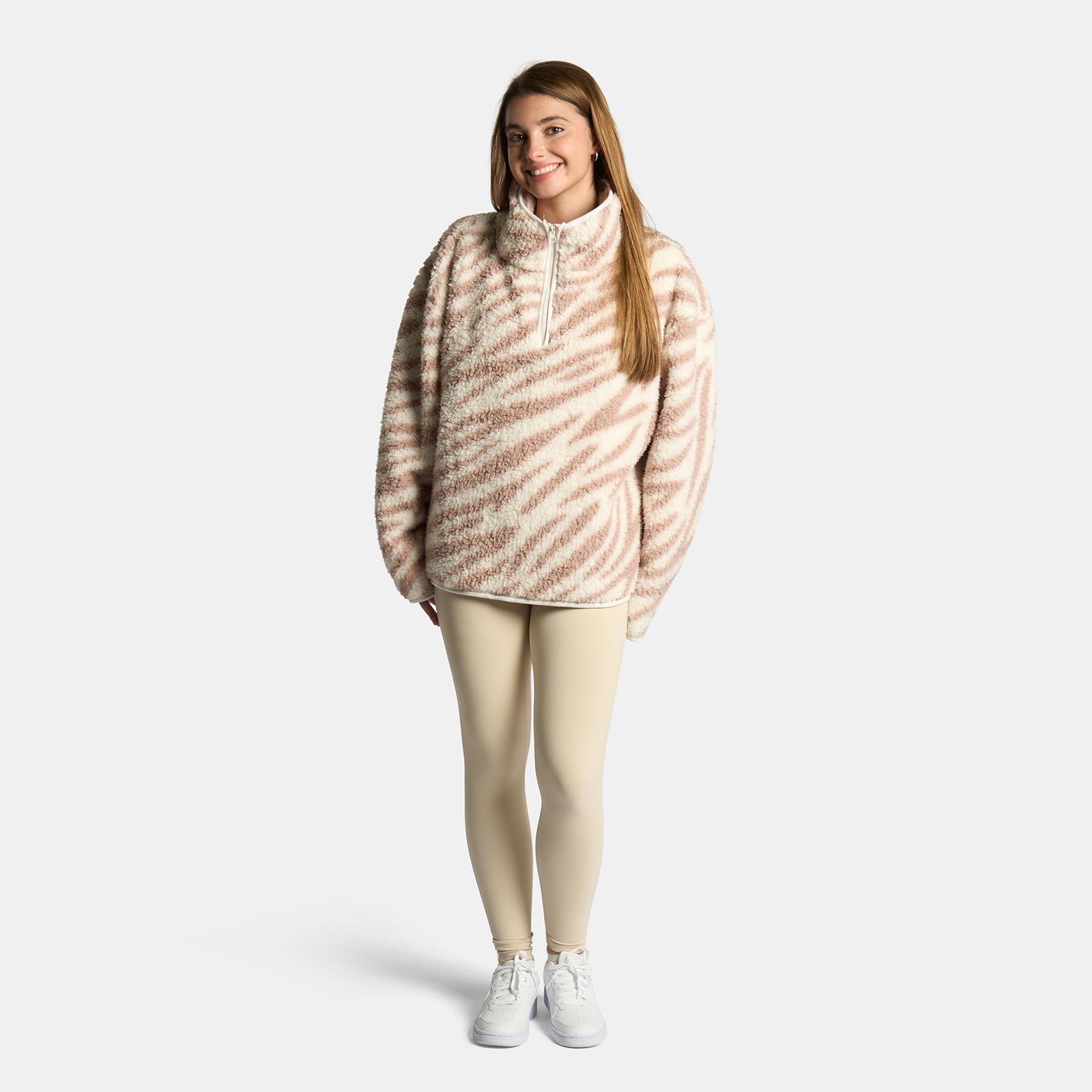 OHS Zebra Half Zip Hoodie Teddy Fleece Winter Thermal Jumper Pullover