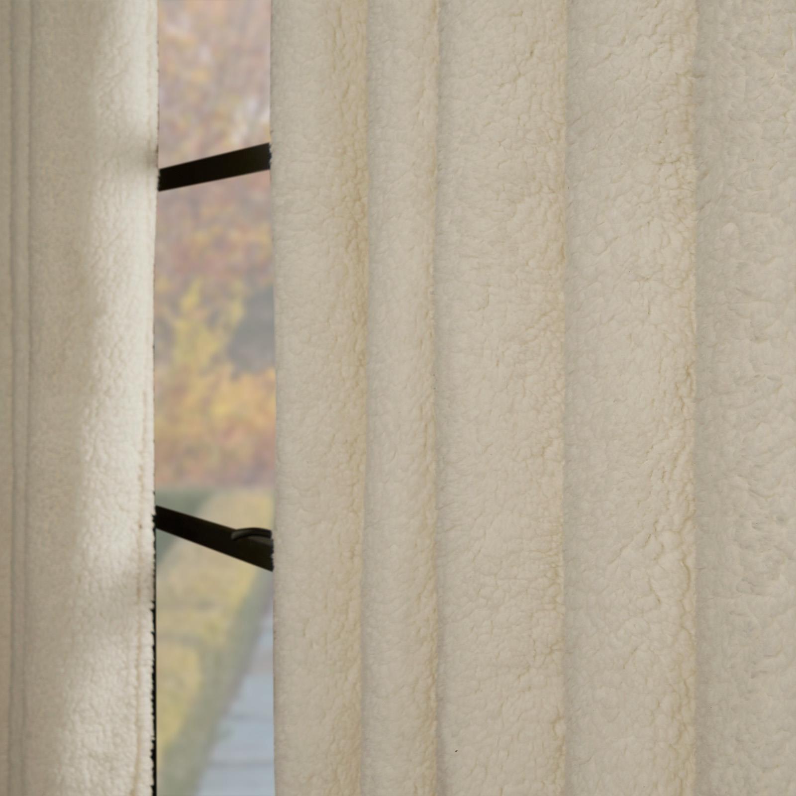 Teddy Fleece Eyelet Curtains Thermal Pair Ready Made Soft Thick Fabric Ring Top
