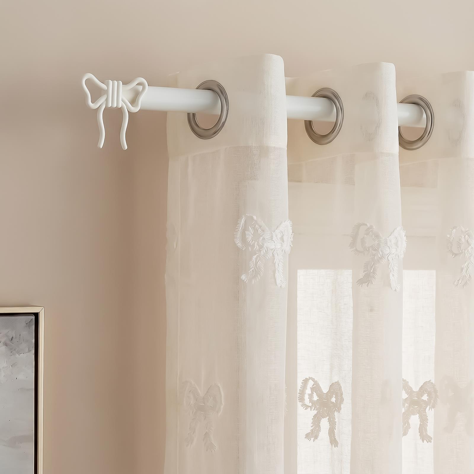 OHS Bow Curtain Pole Extendable 70-220cm Metal 16mm Finnials Decor