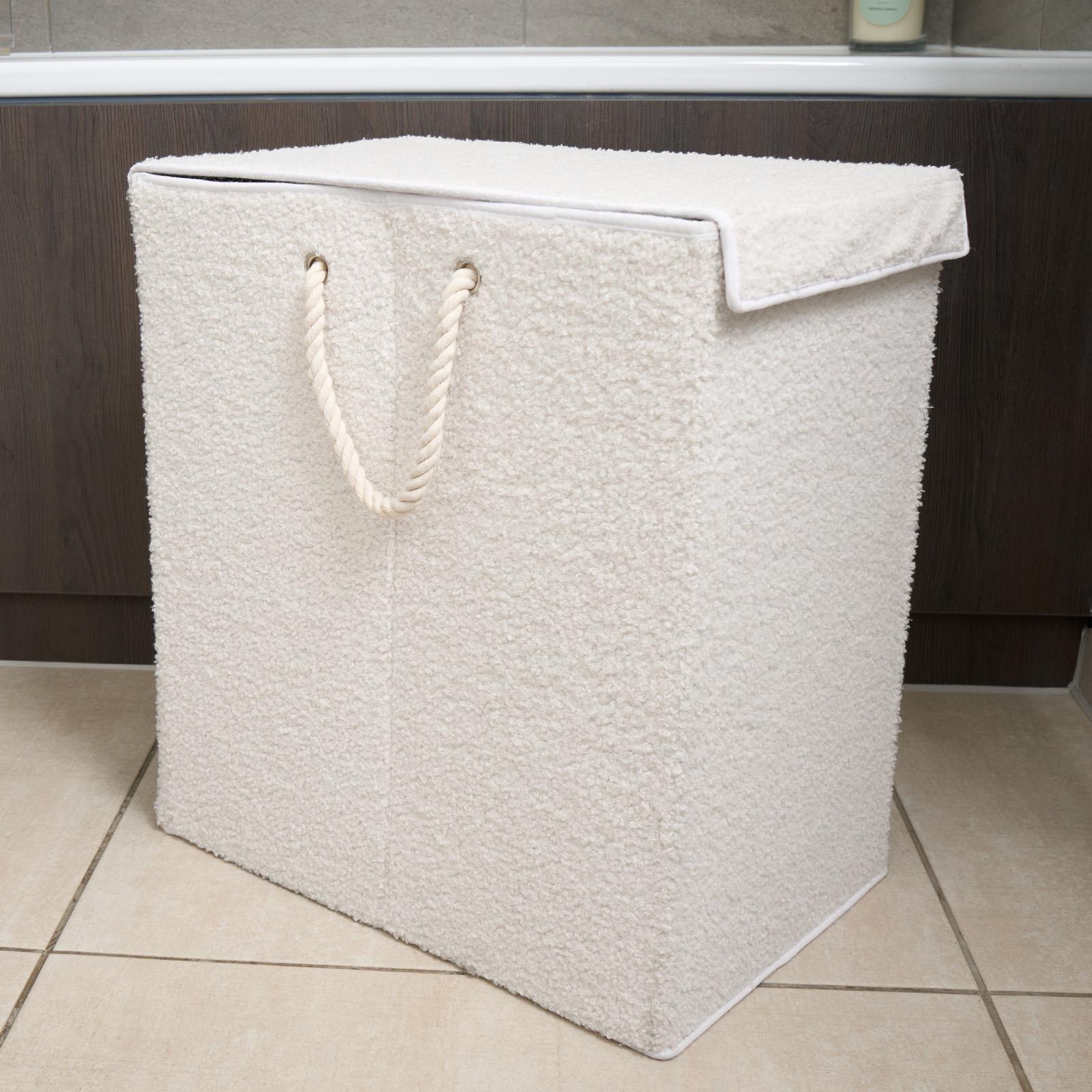 Laundry Basket Foldable Clothing Hamper Washing Boucle Teddy Fleece Storage Bin