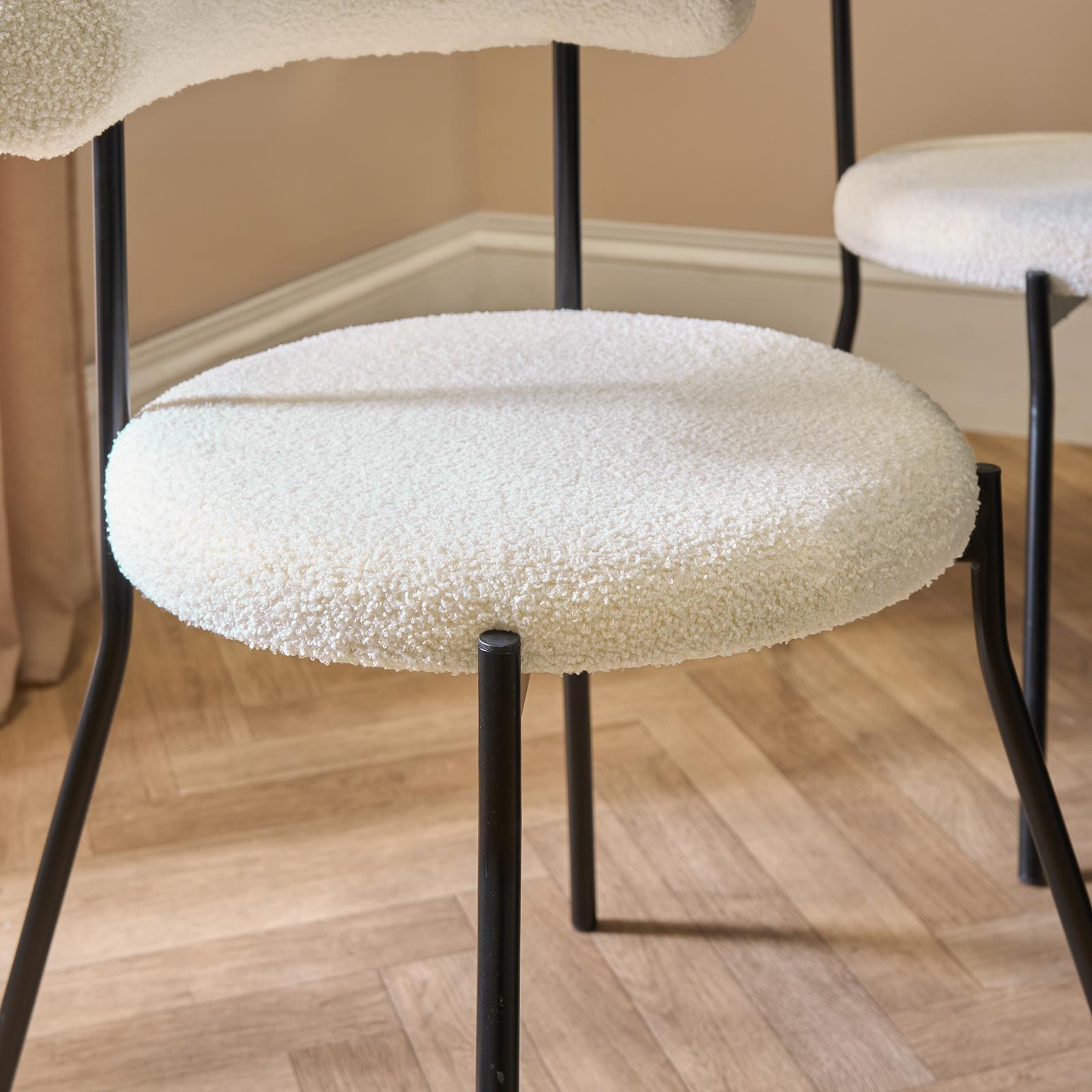 OHS Boucle Dining Chair with Metal Legs Modern Upholstered Kitchen Chair