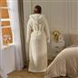 OHS Teddy Fleece Dressing Gown Floor Length Hooded Bathrobe Winter Loungewear